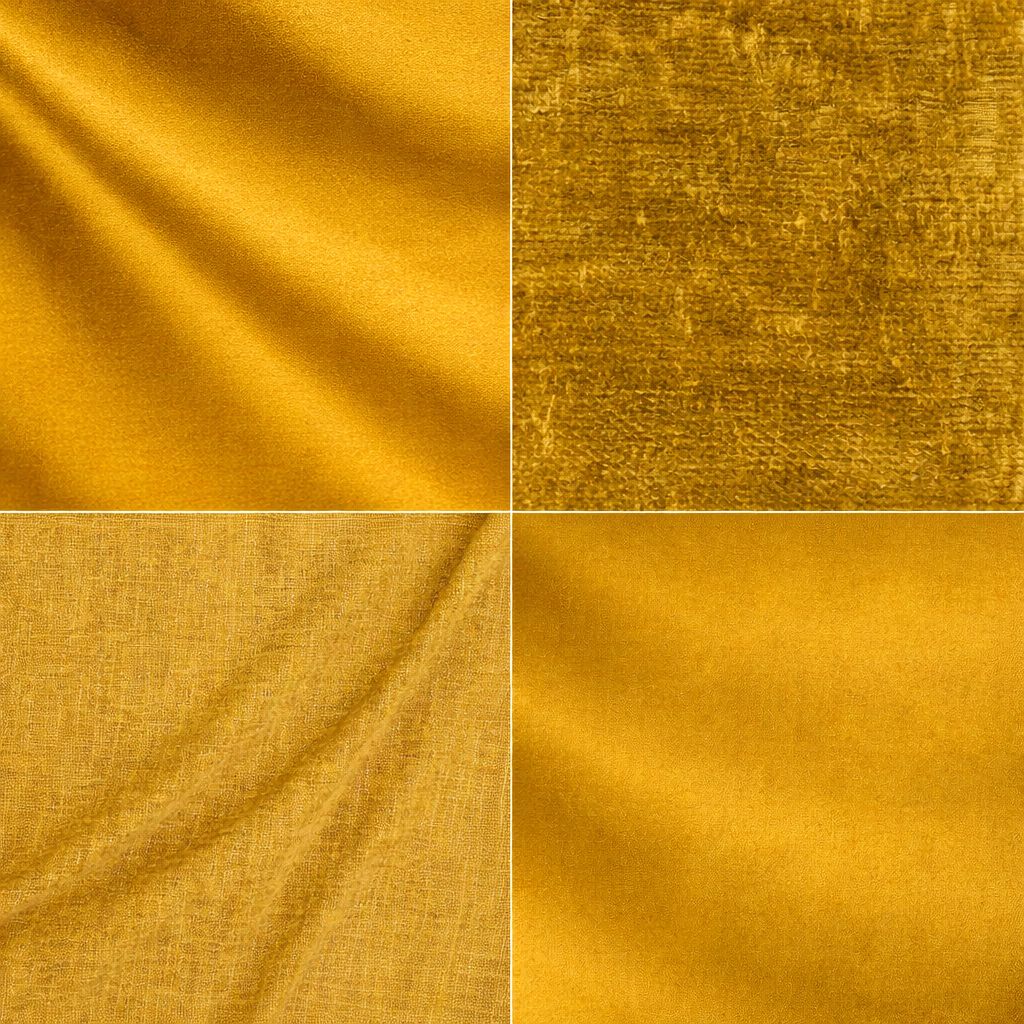 Gold fabrics collection — velvet, silk, and drapery and upholstery fabric