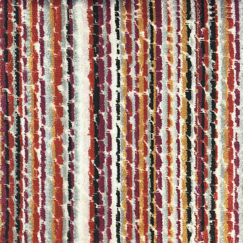 Dion Fabric | Striped Multicolored Cut Velvet