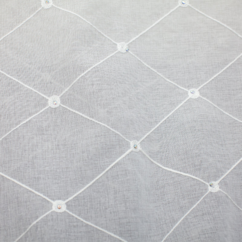Gallery Fabric | Embroidered Diamond Rhinestone Sheer