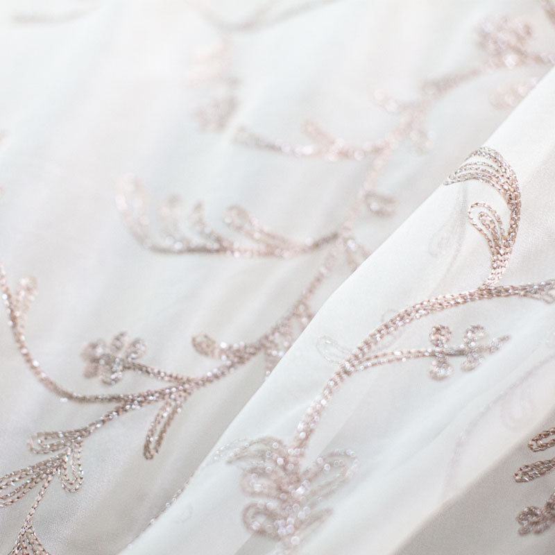 Park Fabric | Floral Embroidered Metallic Sheer