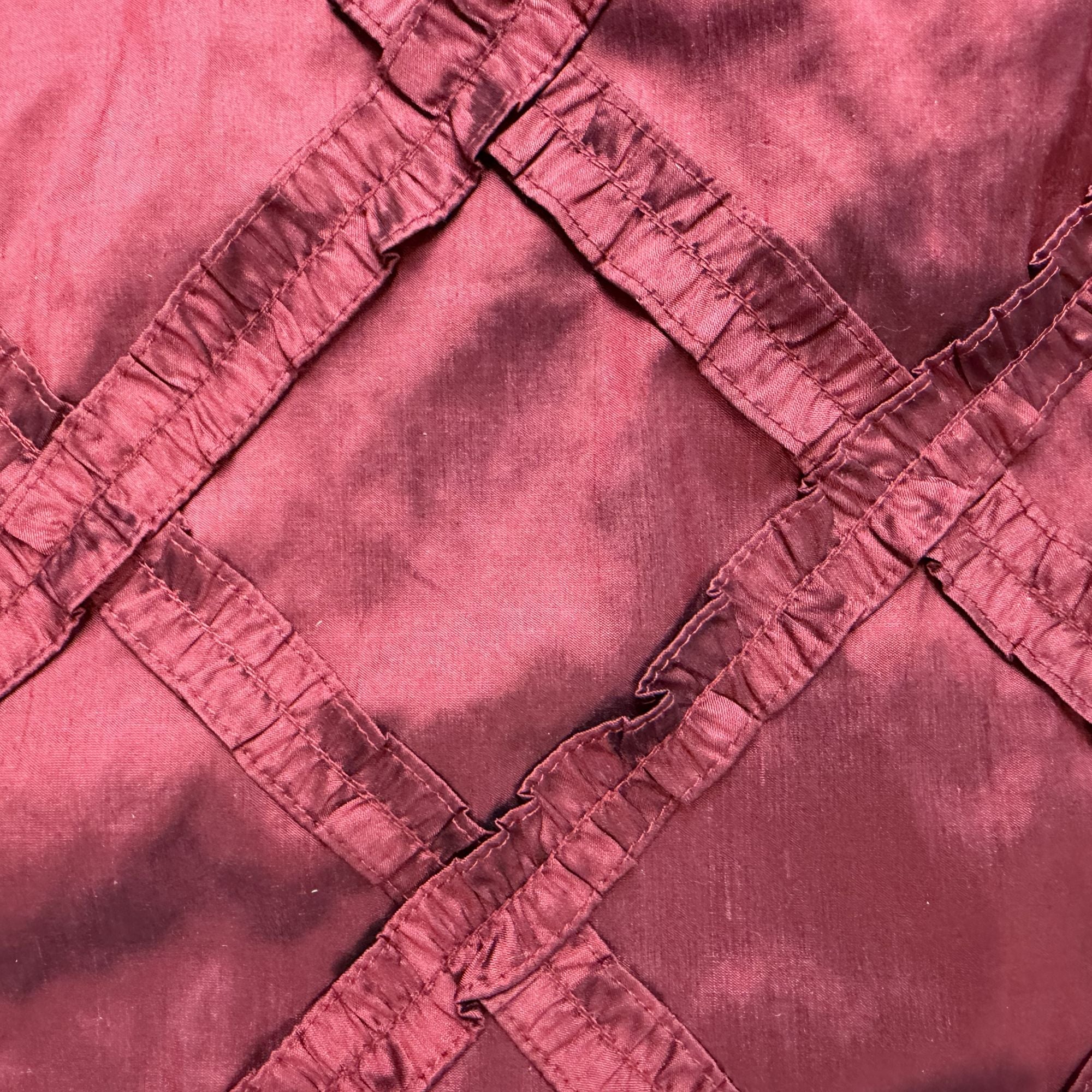 Adelle Fabric in color Red is a Diamond Geometric Silk Fabric that is good for Drapery & Curtain Fabric