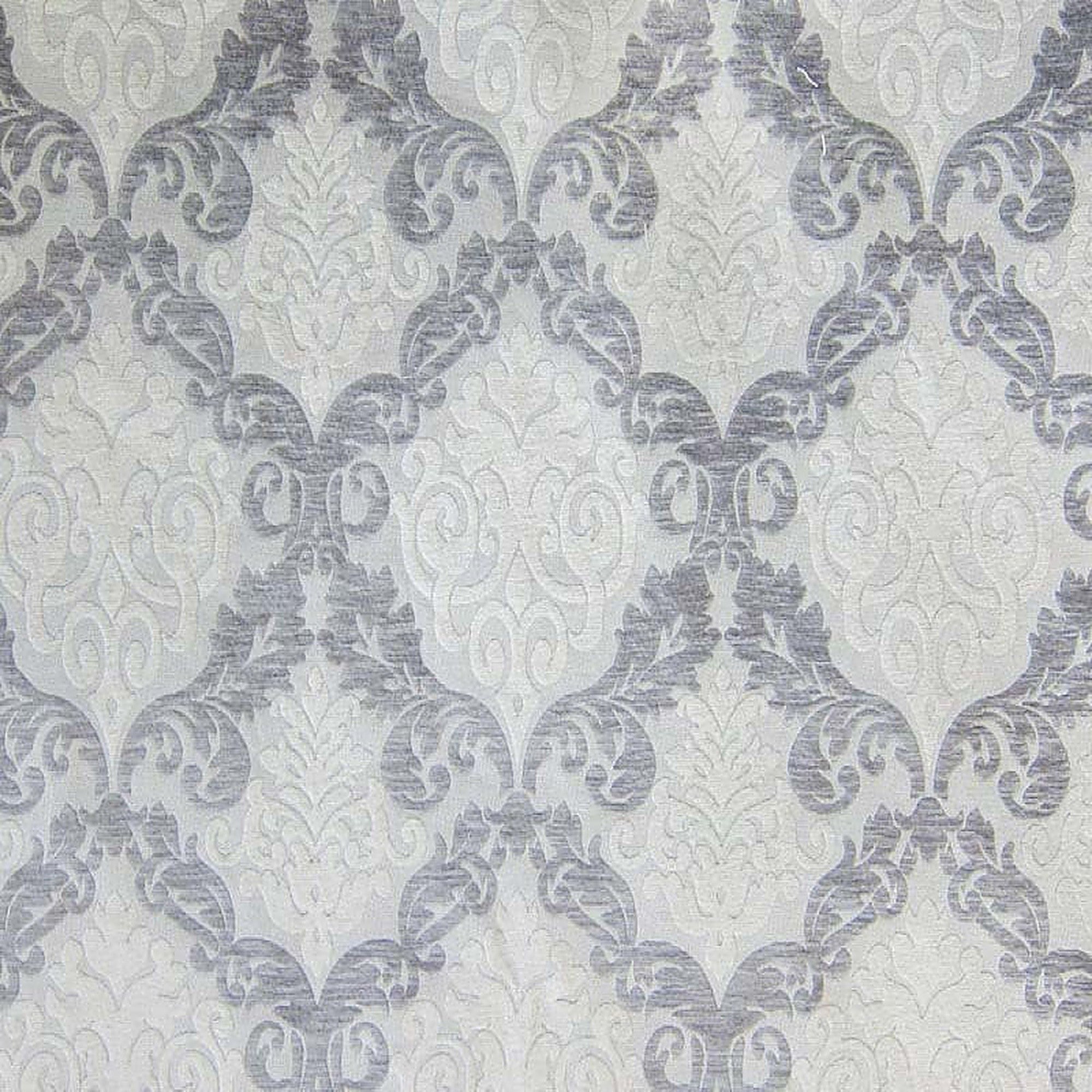 Adriana Fabric in color silver is a Two-Toned Damask Chenille Fabric good for Upholstery Fabric