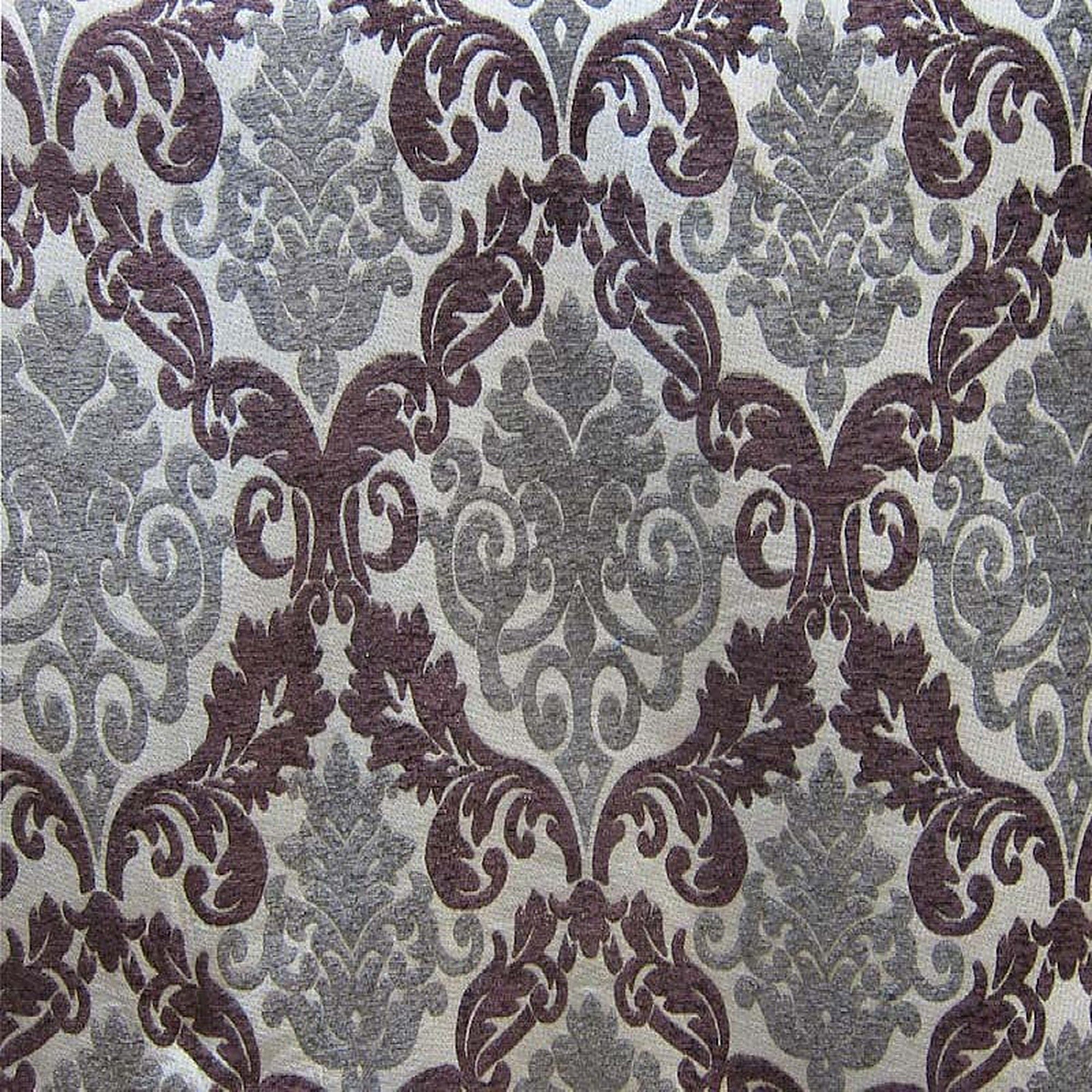 Adriana Fabric in color Purple is a Two-Toned Damask Chenille Fabric pattern good for Upholstery Fabric