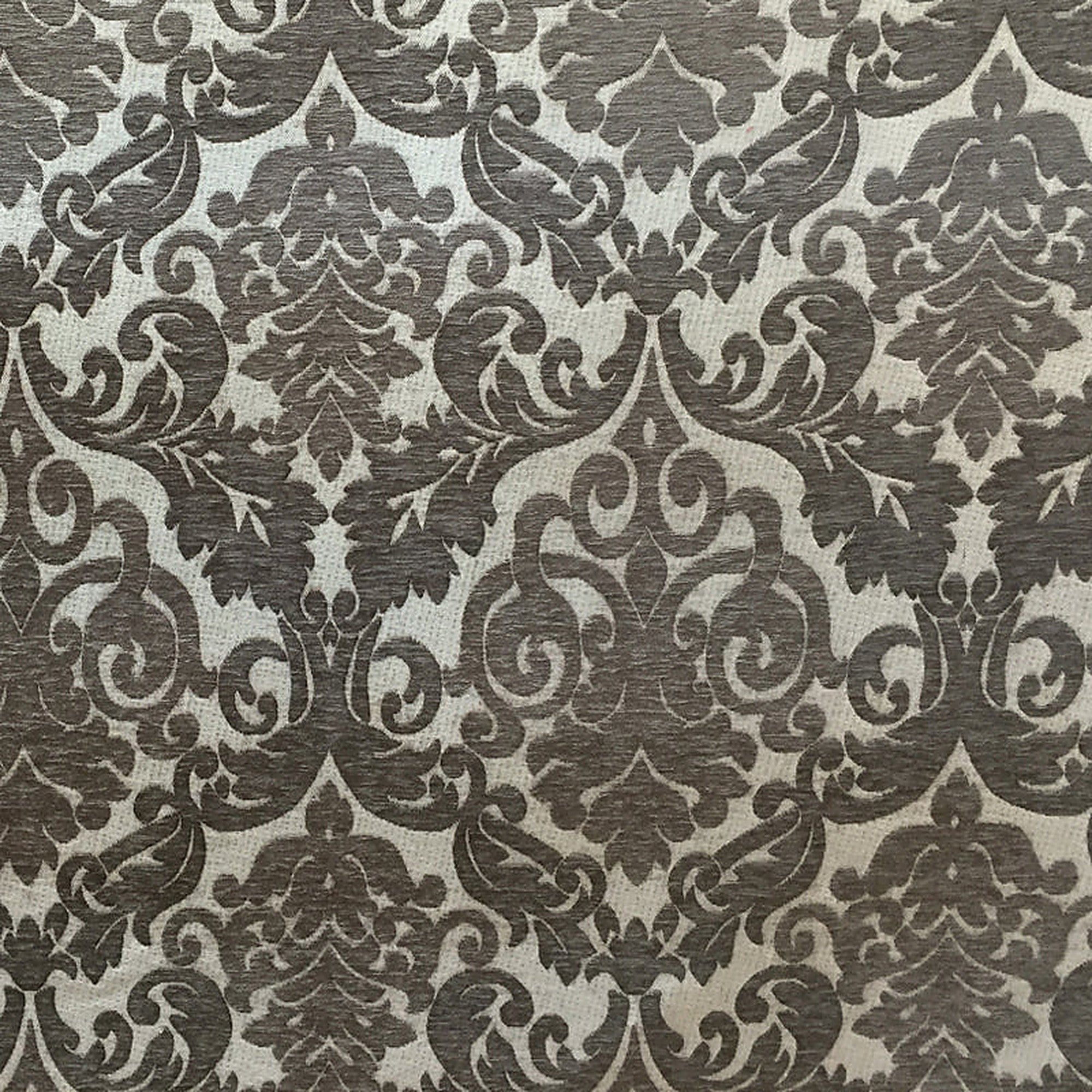 Adriana Fabric in color Charcoal is a Two-Toned Damask Chenille Fabric pattern good for Upholstery Fabric