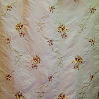 Anastasia Fabric in color Almond is a Floral Embroidered Silk Fabric pattern good for Drapery & Curtain Fabric