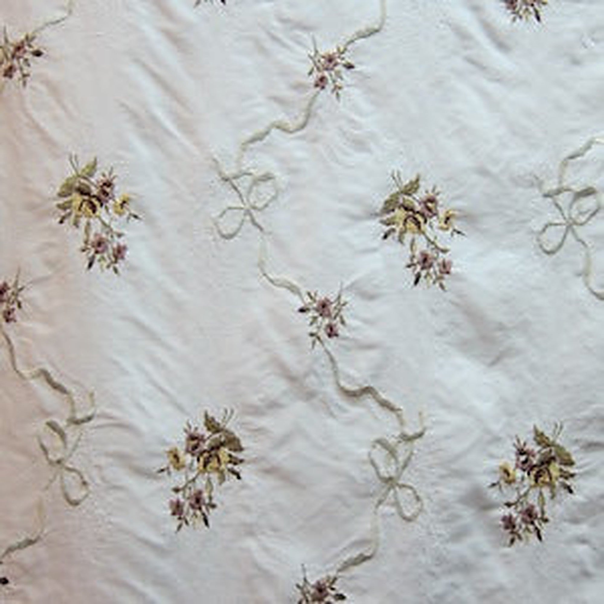 Anastasia Fabric in color Cameo is a Floral Embroidered Silk Fabric pattern good for Drapery & Curtain Fabric