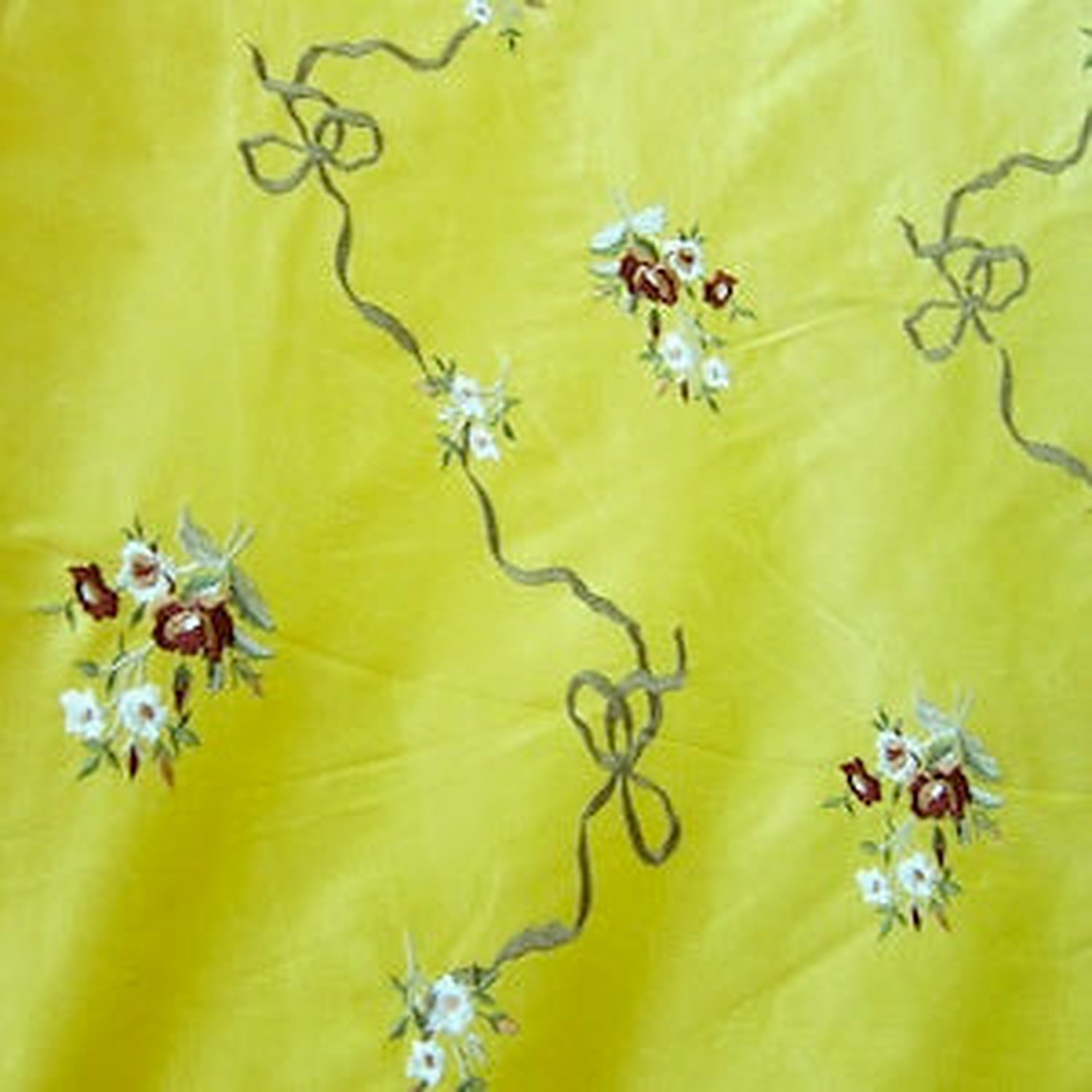 Anastasia Fabric in color Mango is a Floral Embroidered Silk Fabric pattern good for Drapery & Curtain Fabric
