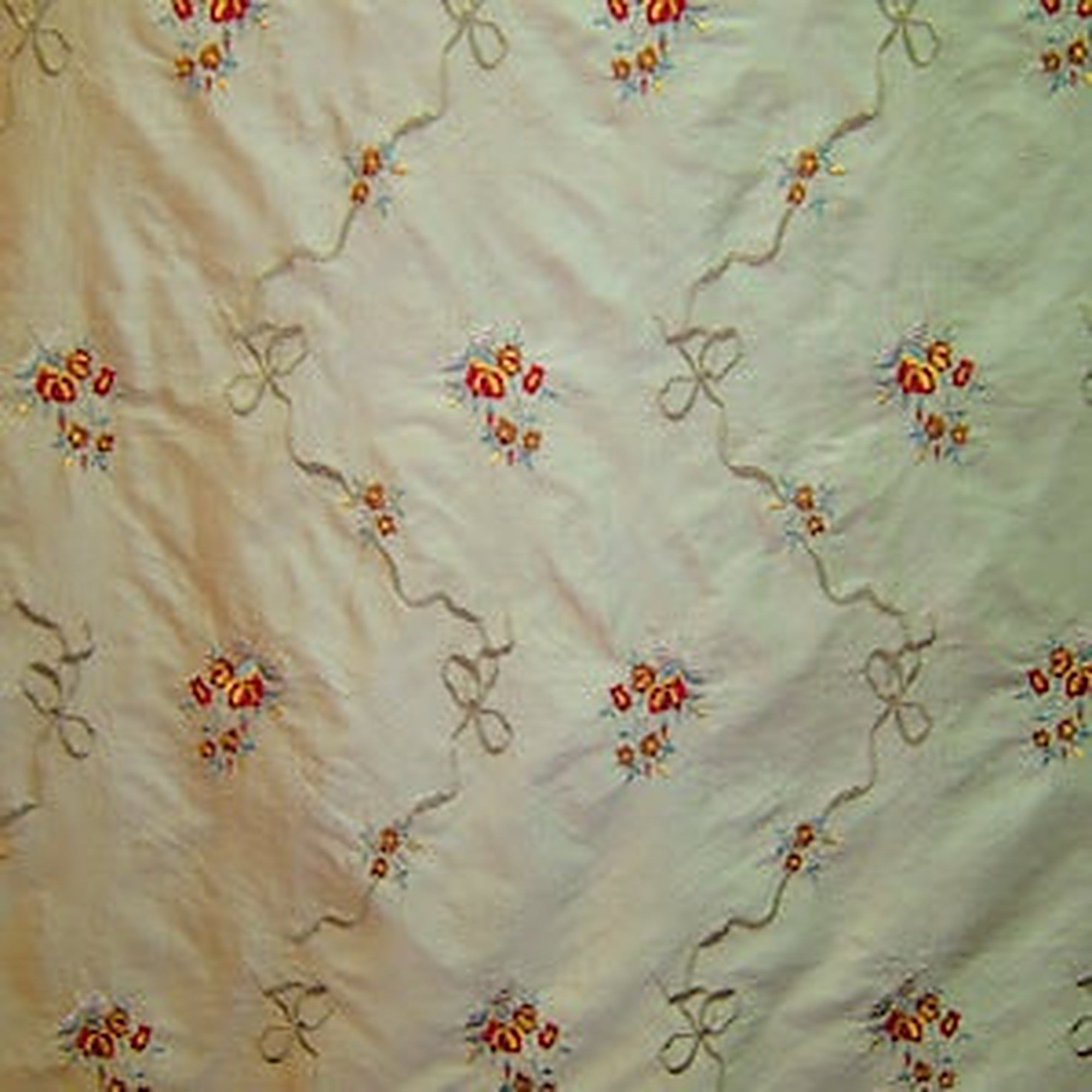 Anastasia Fabric in color Mint is a Floral Embroidered Silk Fabric pattern good for Drapery & Curtain Fabric