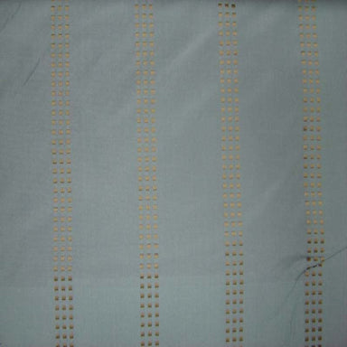 Astra Fabric in color Aqua is a Dotted Squared Stripe Silk Fabric that is good for Drapery & Curtain Fabric