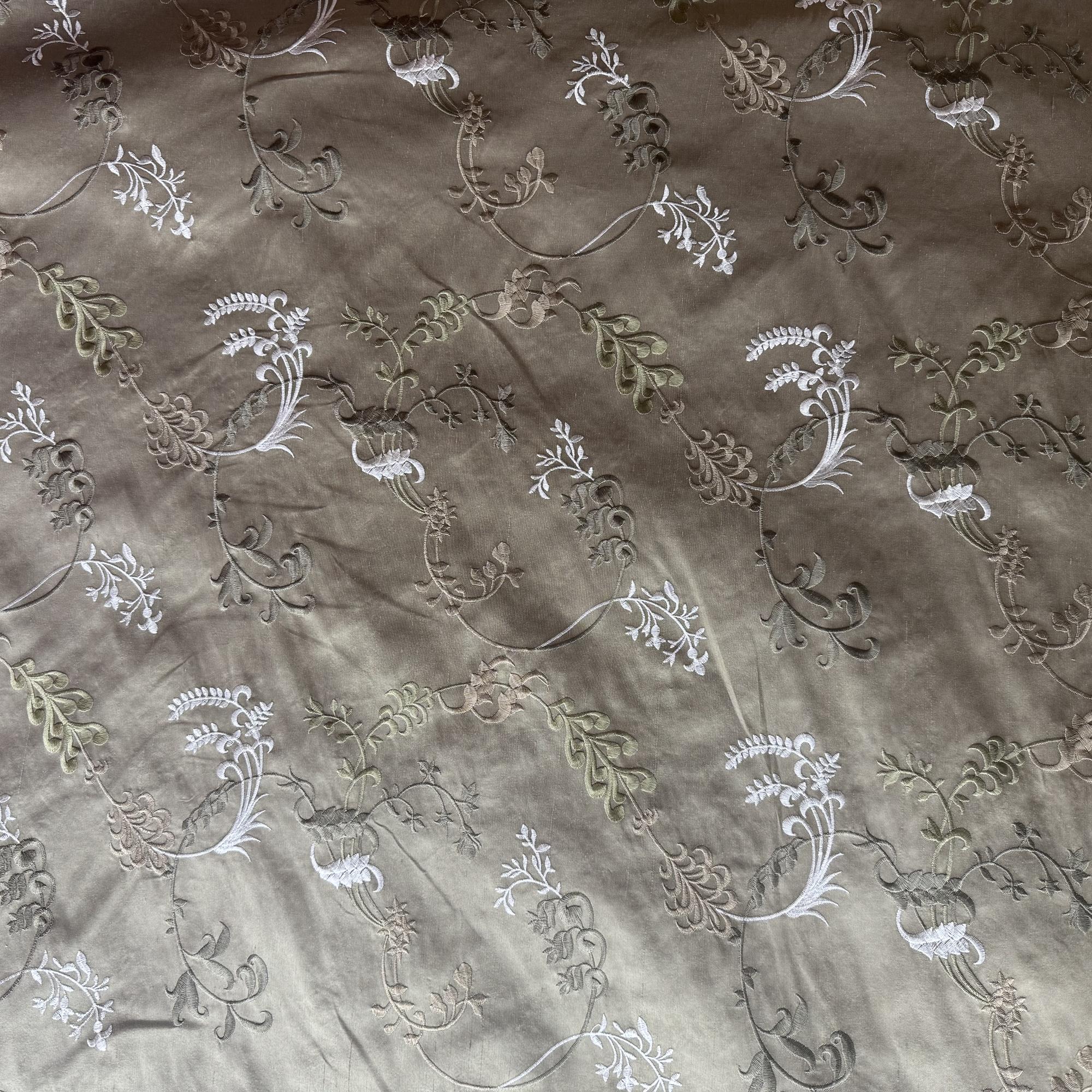 Bergamo Fabric | Embroidered Floral Fabric | Drapery & Curtain Fabric