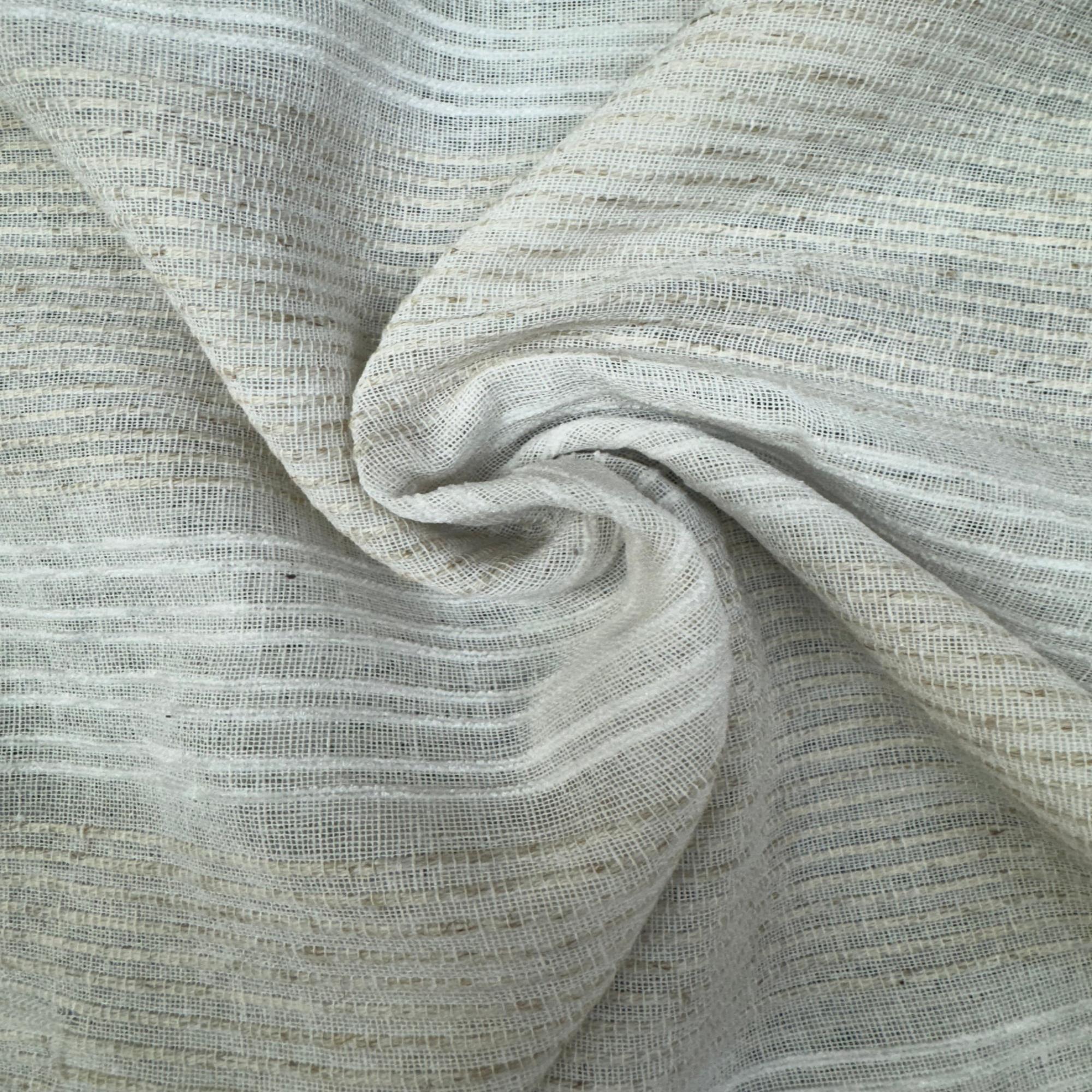 Budah Fabric in color Ivory is a Striped Sheer Fabric that is good for Drapery & Curtain Fabric