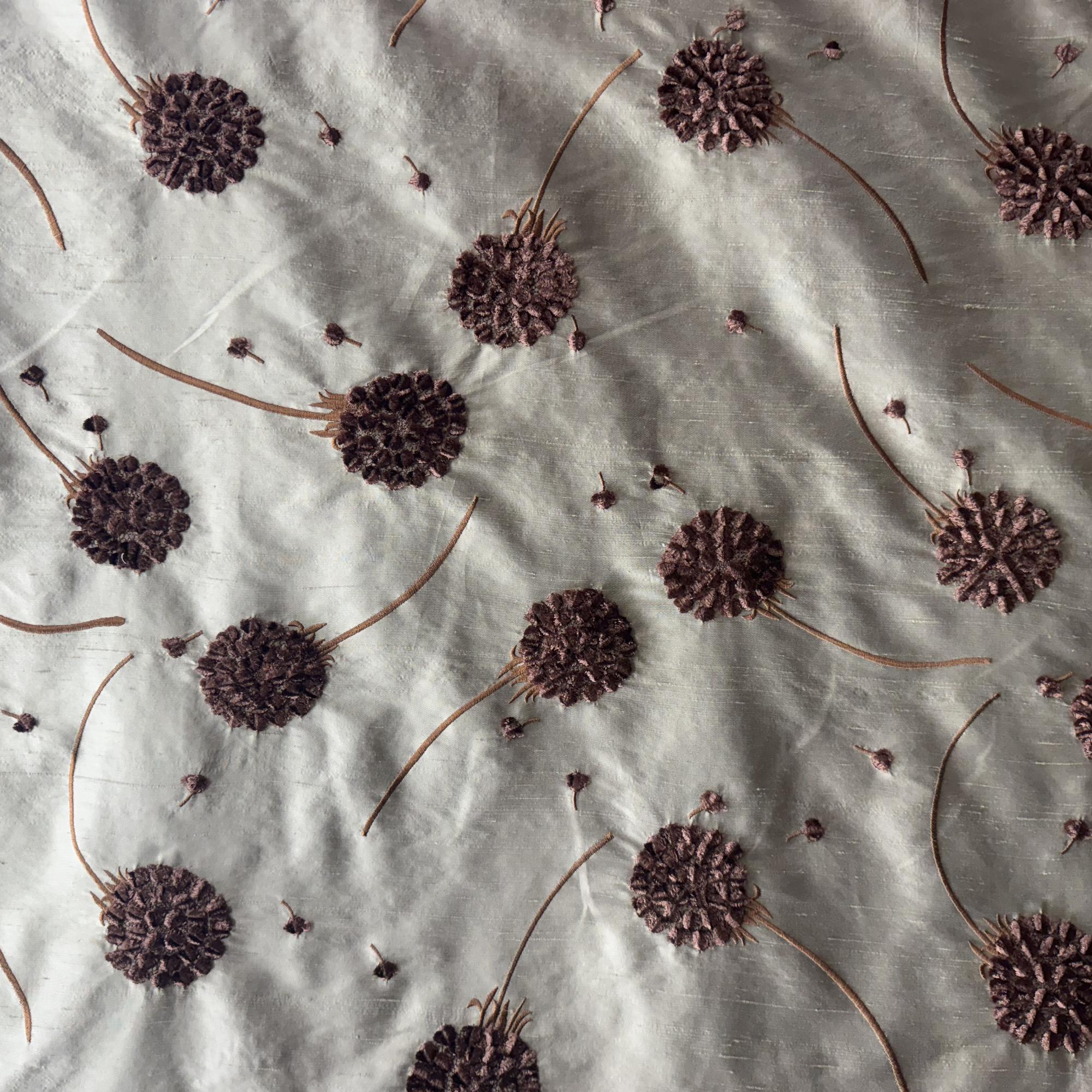 Carrie Fabric | Embroidered Floral Velvet Silk Fabric | Drapery & Curtain Fabric