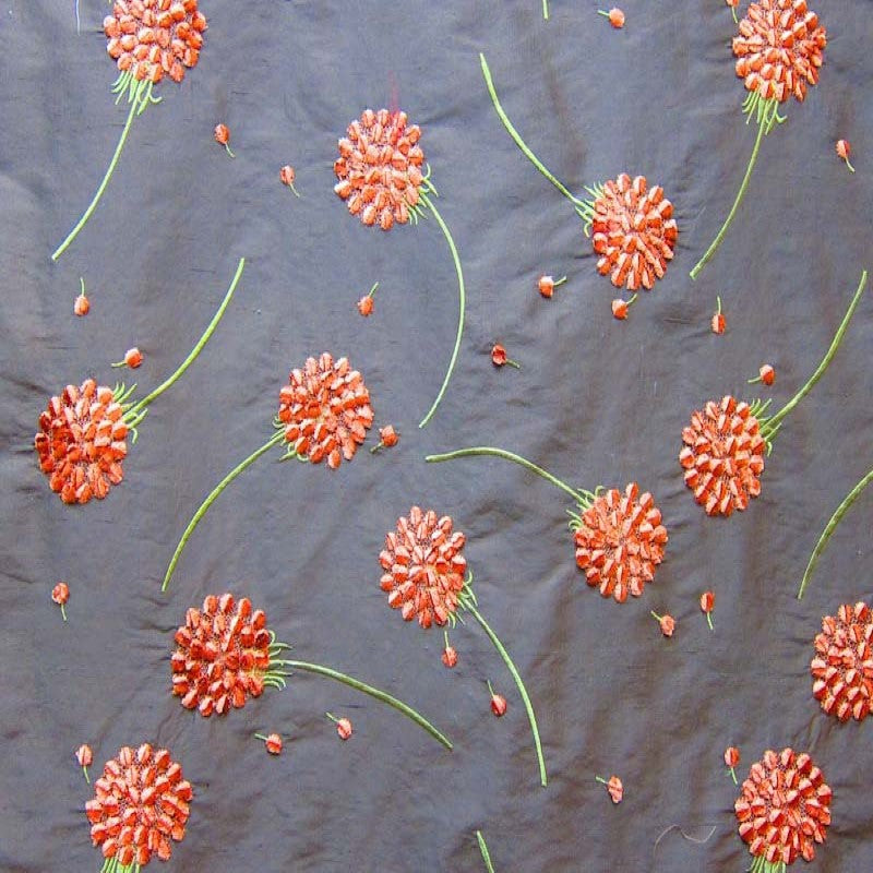 Carrie Fabric | Embroidered Floral Velvet Silk Fabric | Drapery & Curtain Fabric