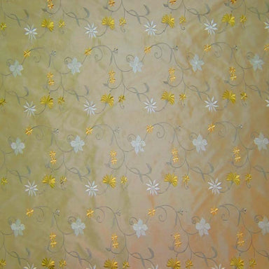 Cellini Fabric | Floral Embroidered Silk Fabric | Drapery & Curtain Fabric