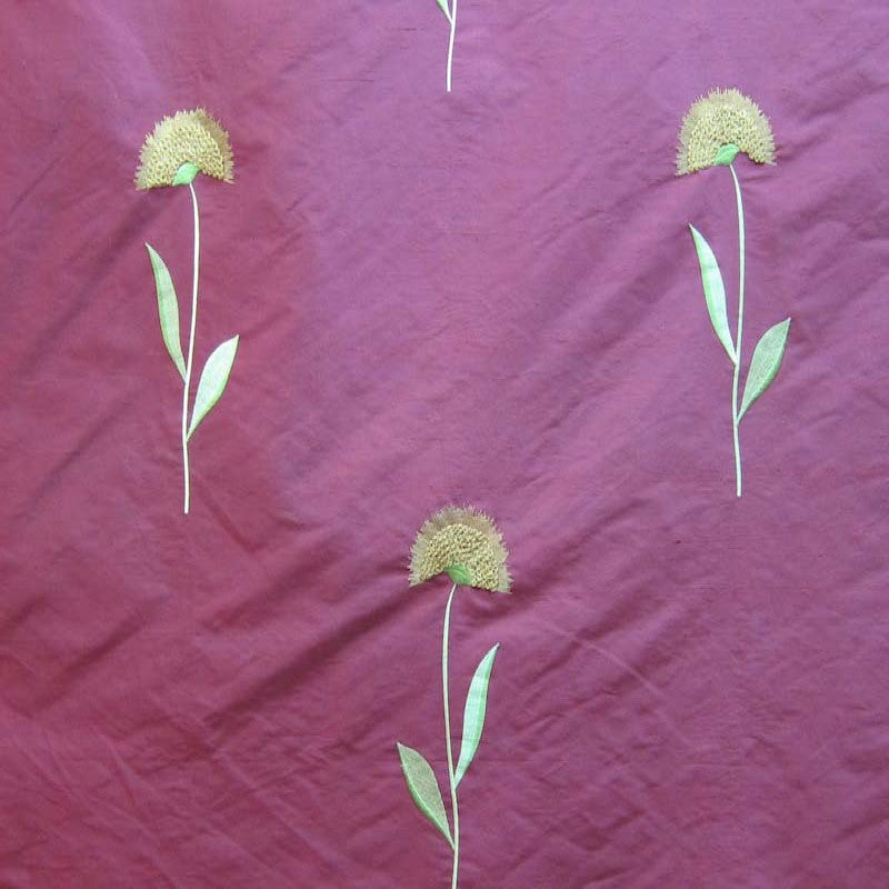 Chloe Fabric | Floral Embroidered Silk Fabric | Drapery & Curtain Fabric