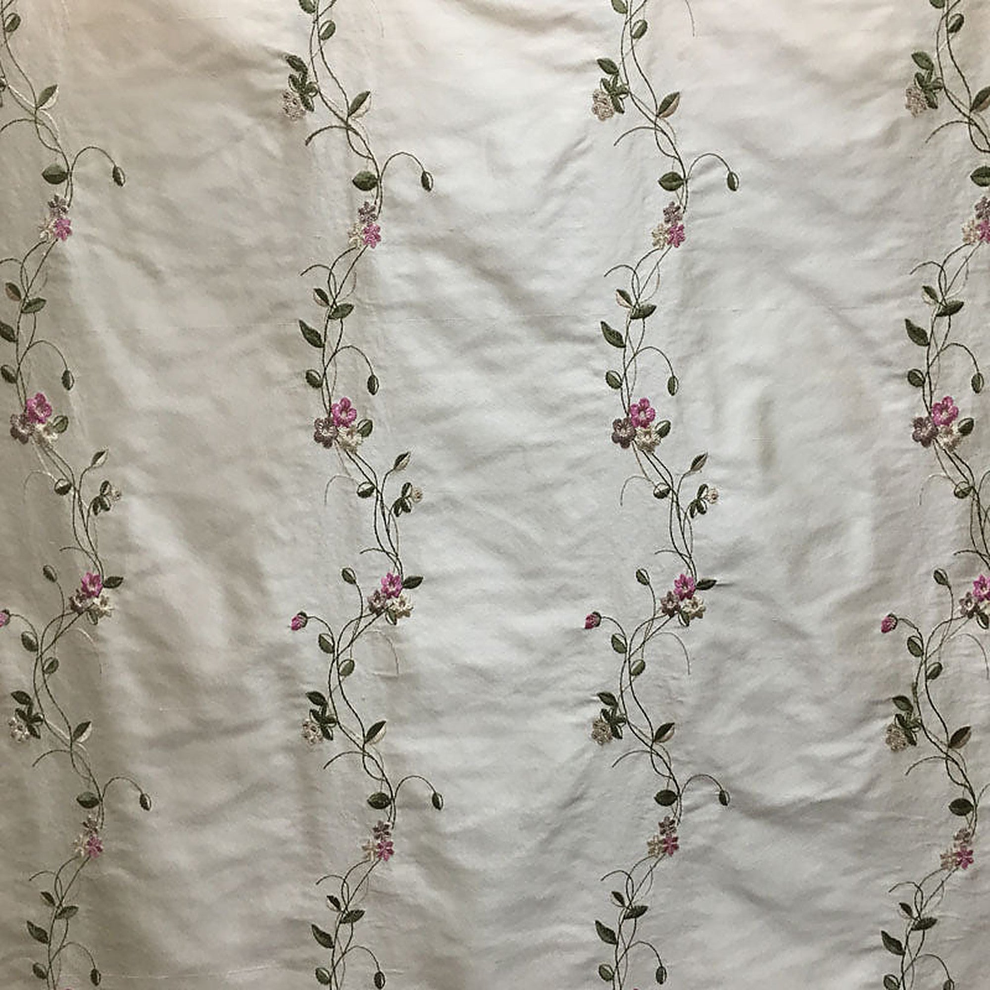 Clarence Fabric in color Ivory is an Embroidered Stripe Silk Fabric pattern good for Drapery & Curtain Fabric