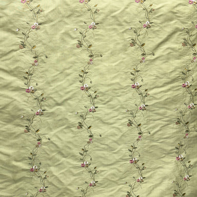 Clarence Fabric | Floral Embroidered Stripe Fabric | Drapery & Curtain Fabric