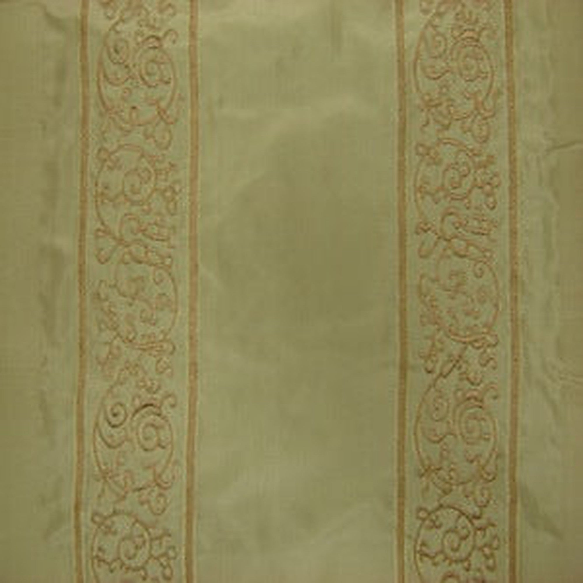 Claudette Fabric in color Sage is a Traditional Stripe Embroidery Silk Fabric pattern good for Drapery & Curtain Fabric