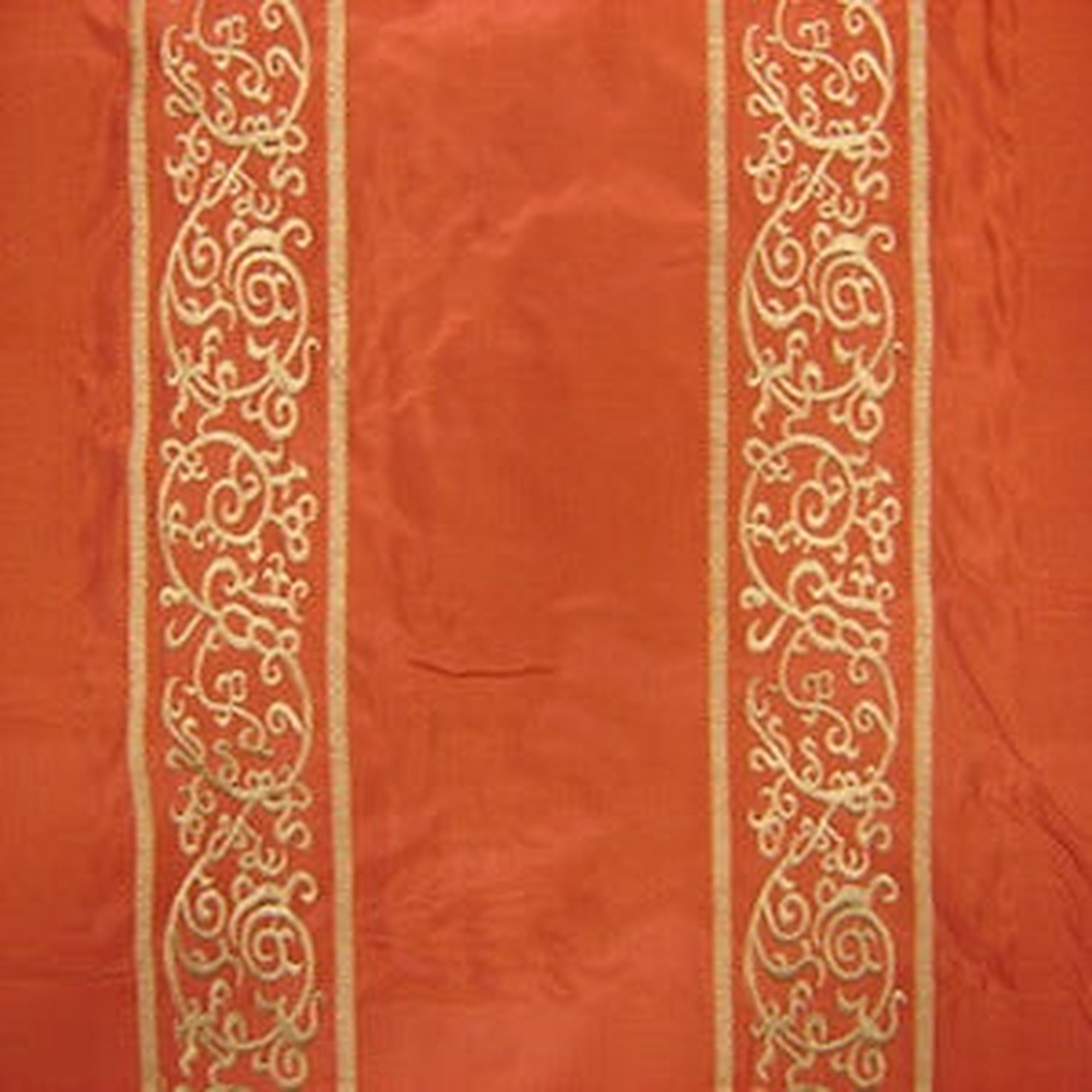 Claudette Fabric in color Spice is a Traditional Stripe Embroidery Silk Fabric pattern good for Drapery & Curtain Fabric