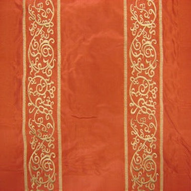 Claudette Fabric in color Spice is a Traditional Stripe Embroidery Silk Fabric pattern good for Drapery & Curtain Fabric