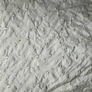 Claudio Fabric in color Pelle is a Floral Embroidered Silk Fabric that is good for Drapery & Curtain Fabric