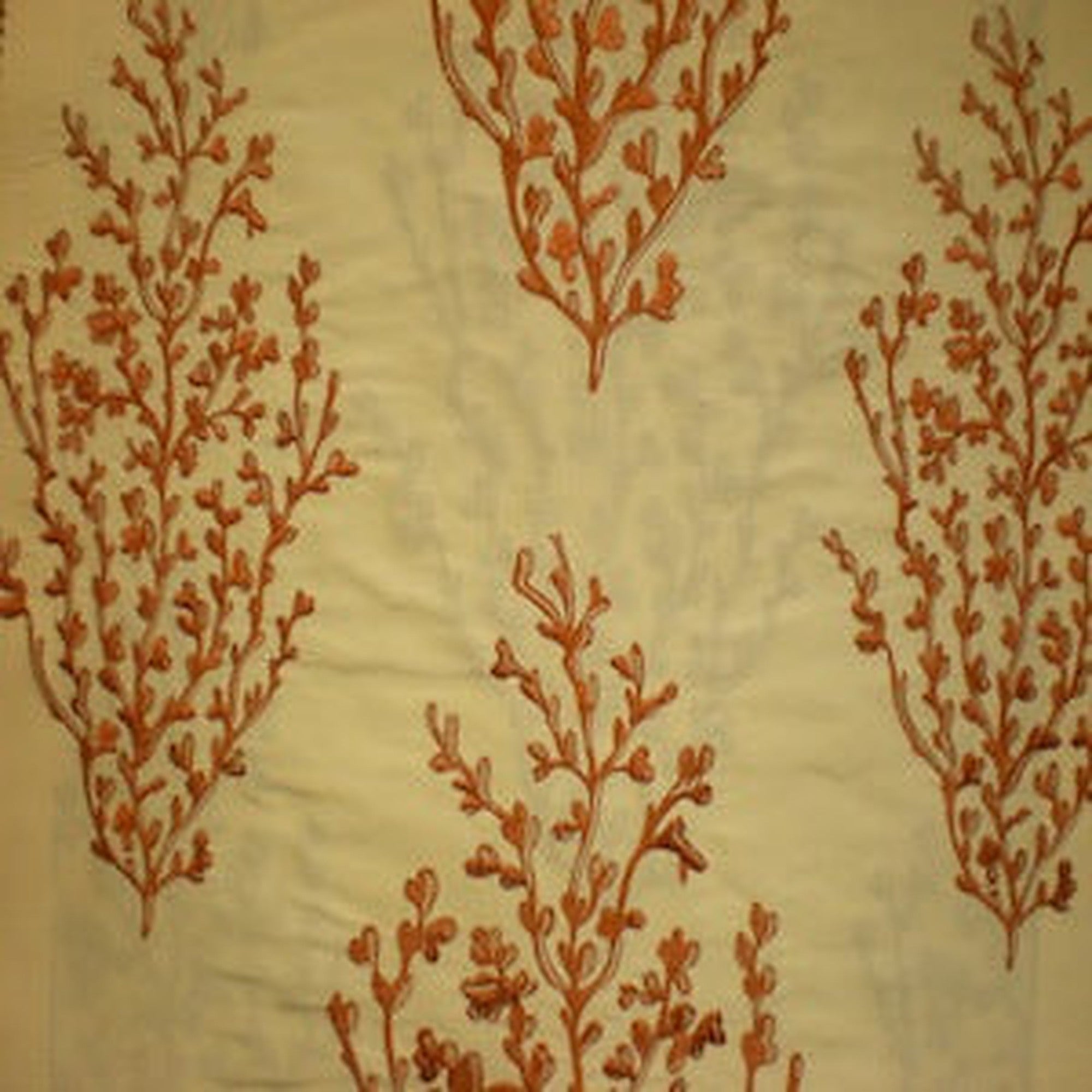 Cora Fabric in color White/Chartreuse is a Floral Embroidered Silk Fabric pattern good for Drapery & Curtain Fabric