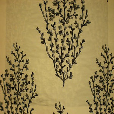 Cora Fabric in color Coral is a Floral Embroidered Silk Fabric pattern good for Drapery & Curtain Fabric