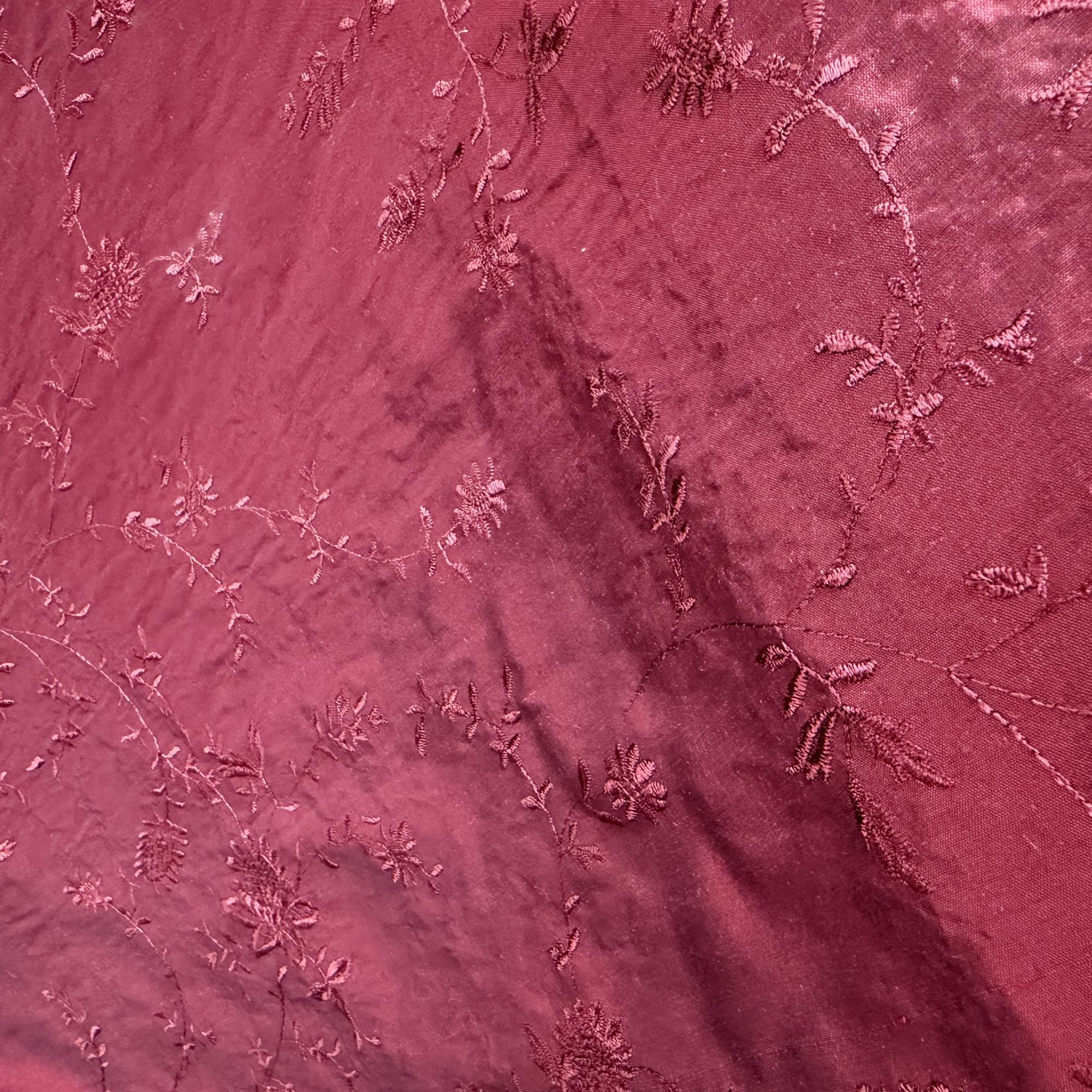 Cornelia Fabric in color Fire is a Floral Embroidered Silk Fabric that is good for Drapery & Curtain Fabric