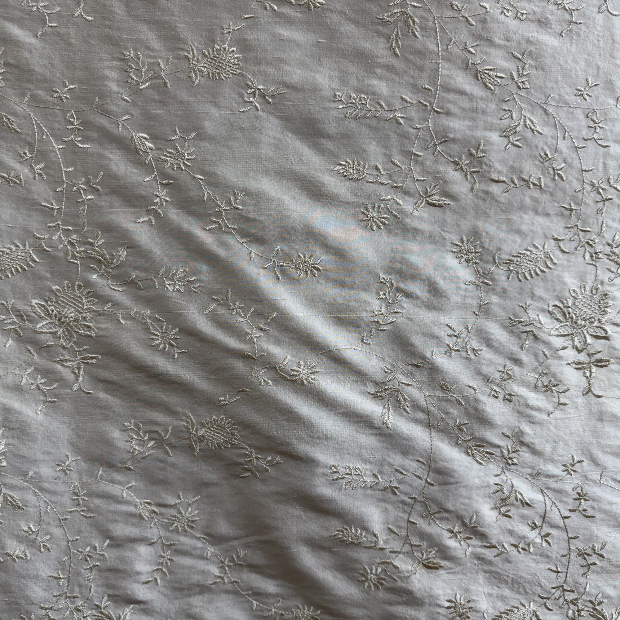 Cornelia Fabric | Floral Embroidered Silk Fabric | Drapery & Curtain Fabric