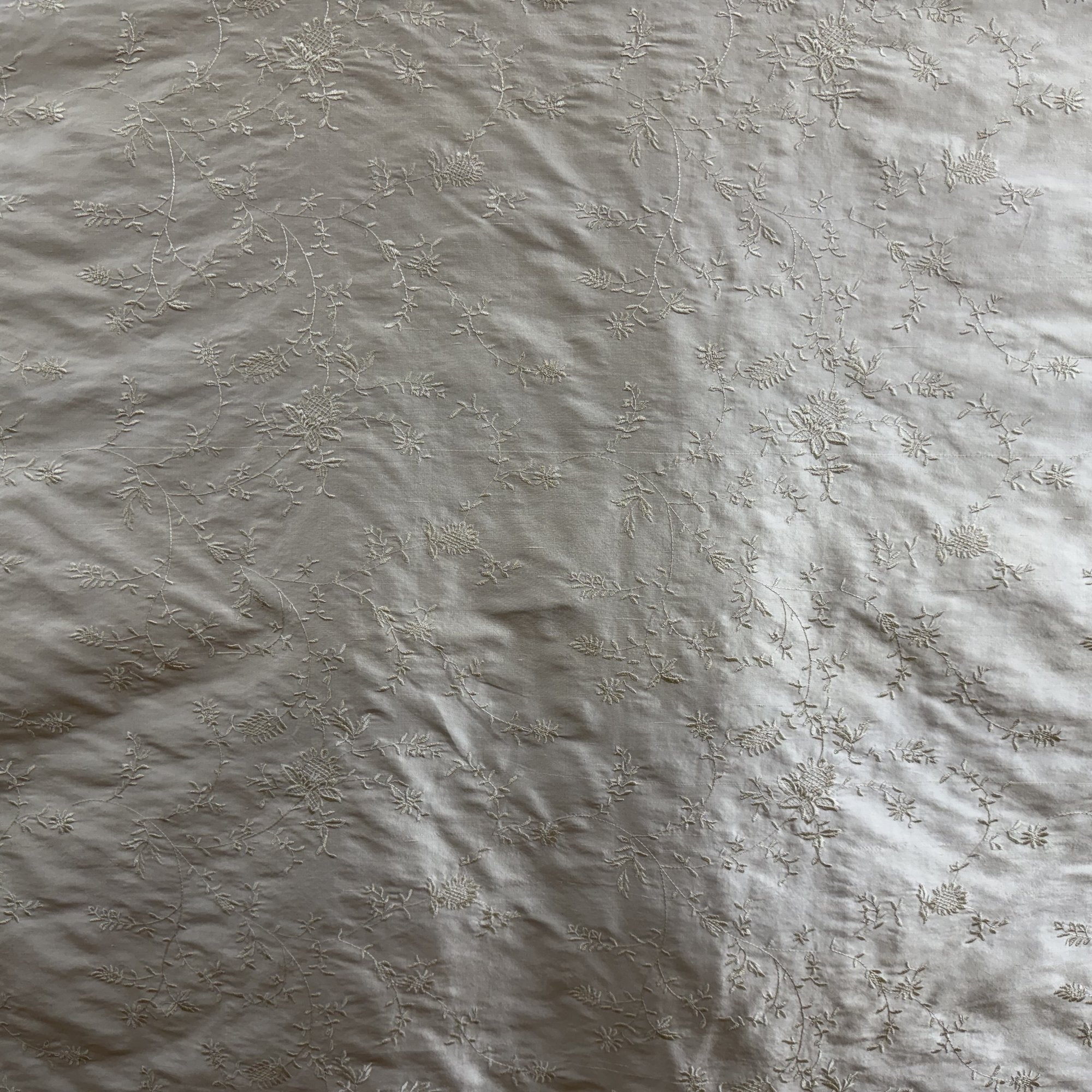 Cornelia Fabric in color Sand is a Floral Embroidered Silk Fabric that is good for Drapery & Curtain Fabric
