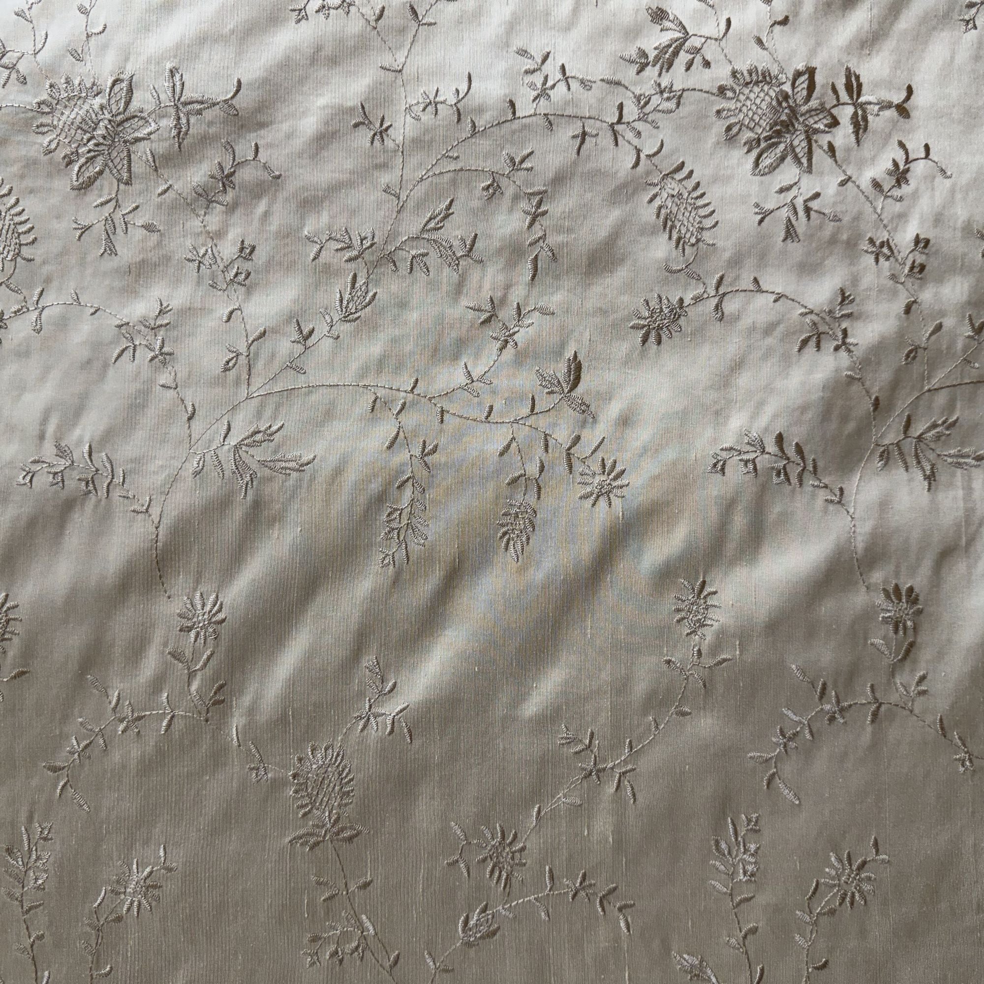 Cornelia Fabric | Floral Embroidered Silk Fabric | Drapery & Curtain Fabric