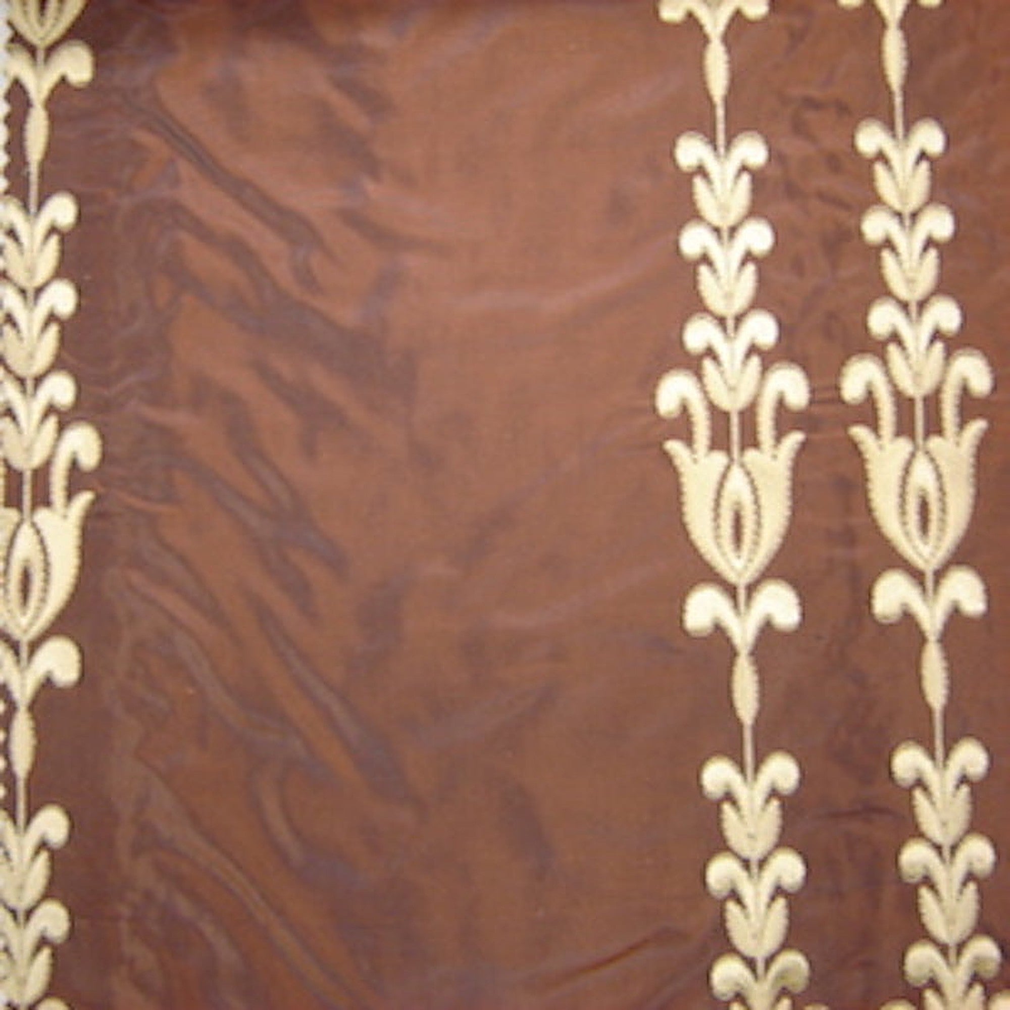 Courtney Fabric in color Chestnut is a Striped Floral Silk Fabric pattern good for Drapery & Curtain Fabric