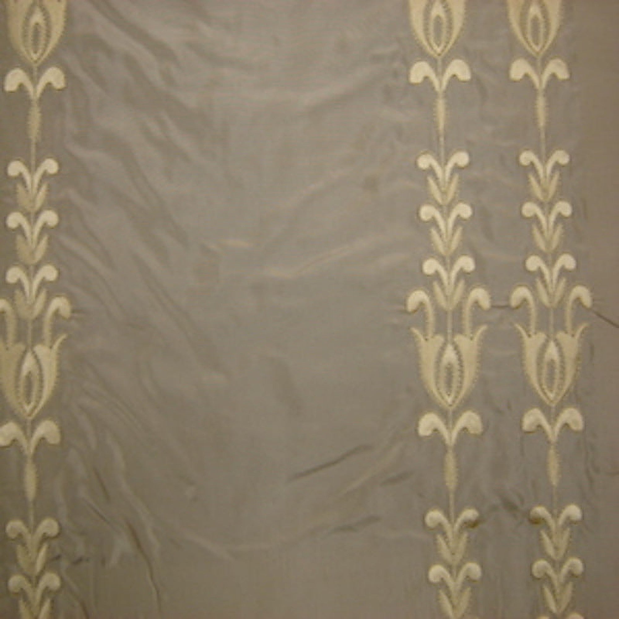 Courtney Fabric in color Oyster is a Striped Floral Silk Fabric pattern good for Drapery & Curtain Fabric