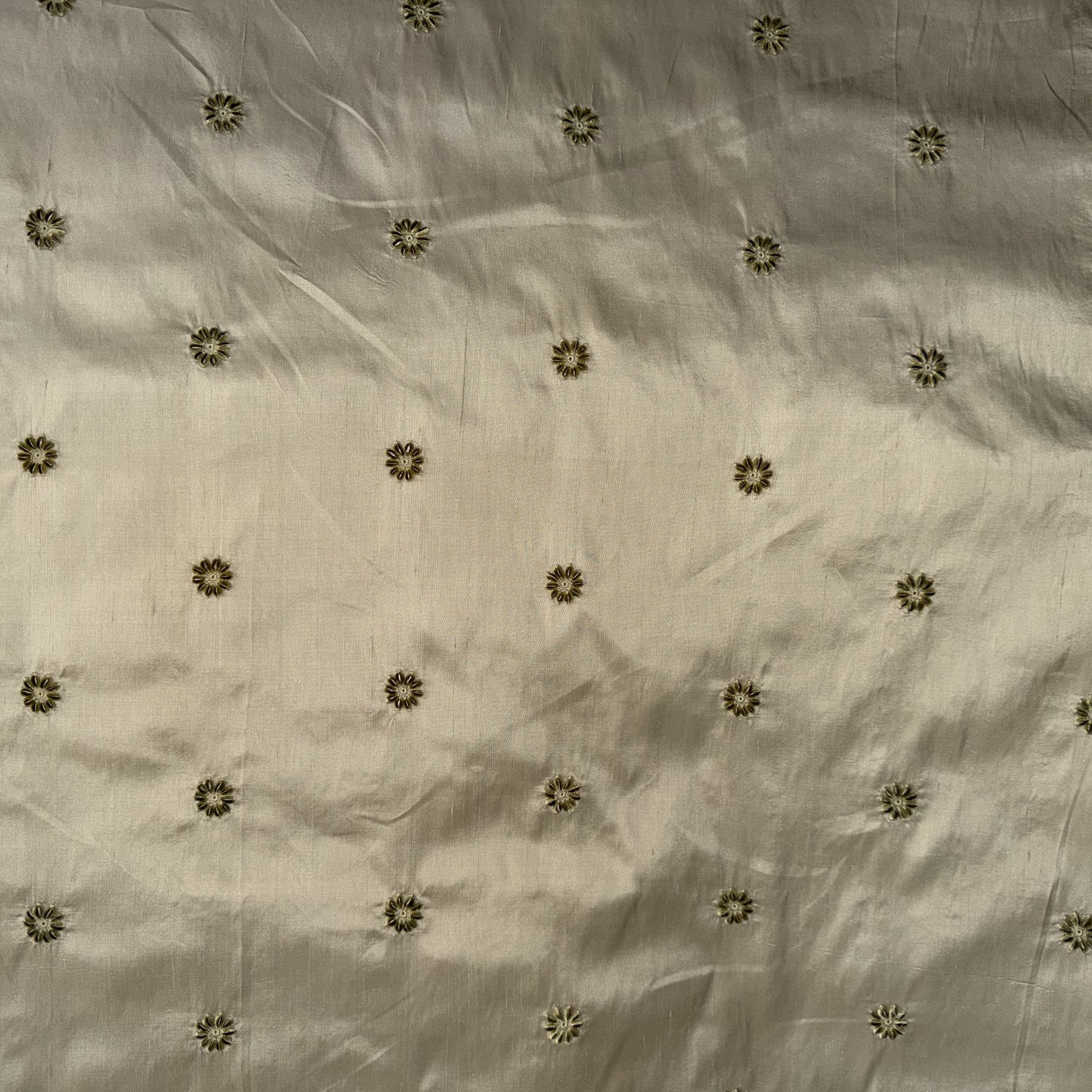 Dakota Fabric | Floral Dotted Embroidered Silk Fabric | Drapery & Curtain Fabric