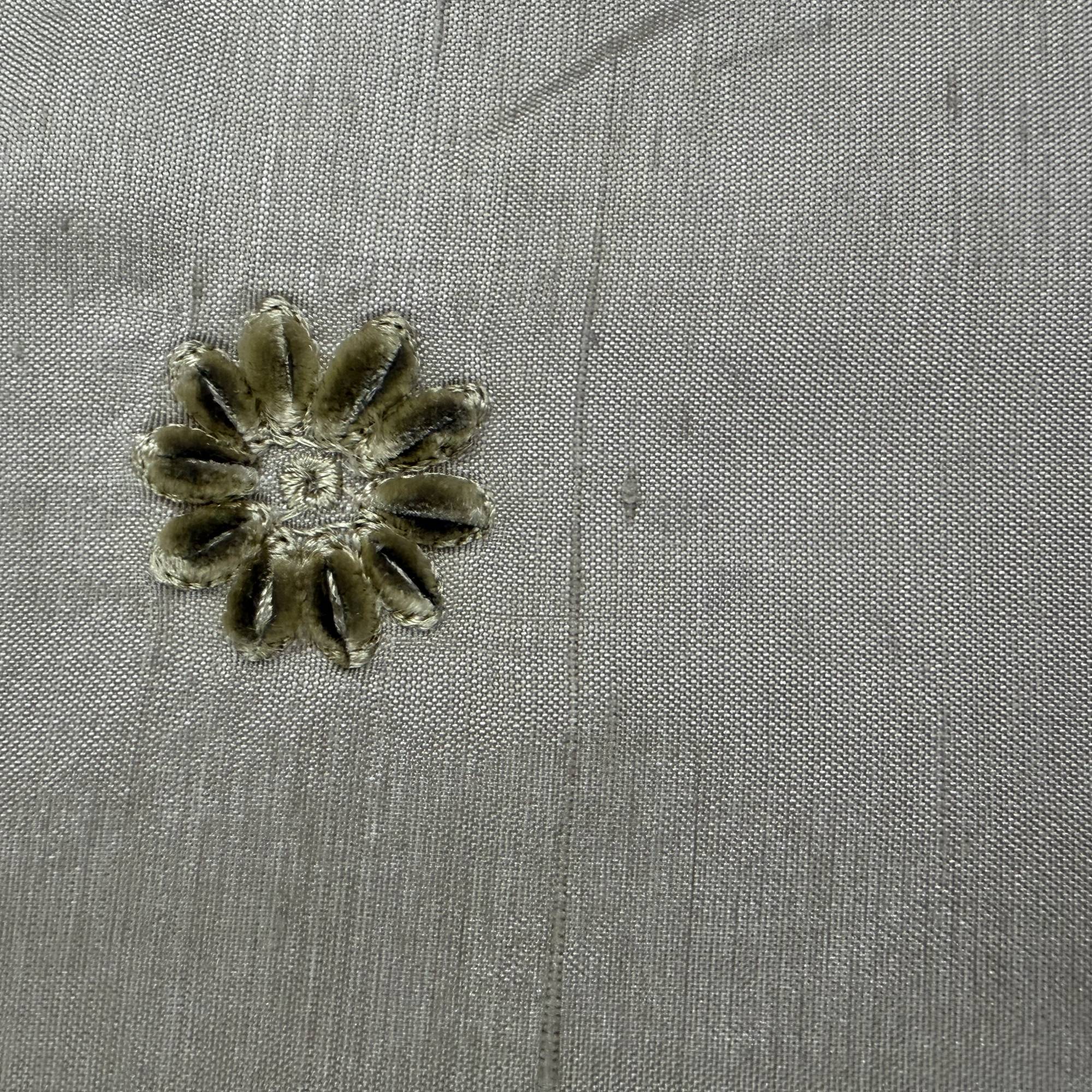 Dakota Fabric in color Apple Green/Leaf is a Floral Dotted Embroidered Silk Fabric that is good for Drapery & Curtain Fabric