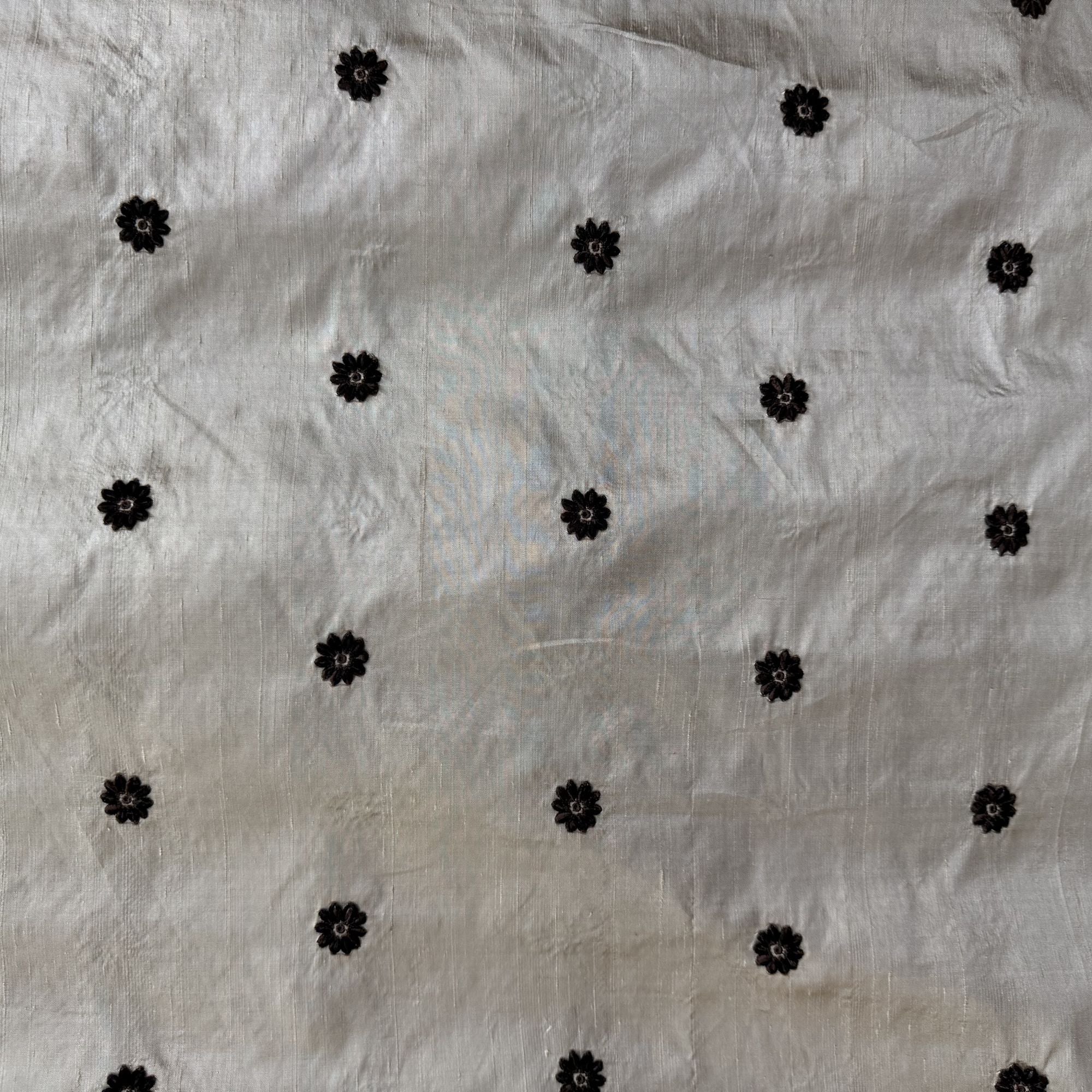 Dakota Fabric | Floral Dotted Embroidered Silk Fabric | Drapery & Curtain Fabric