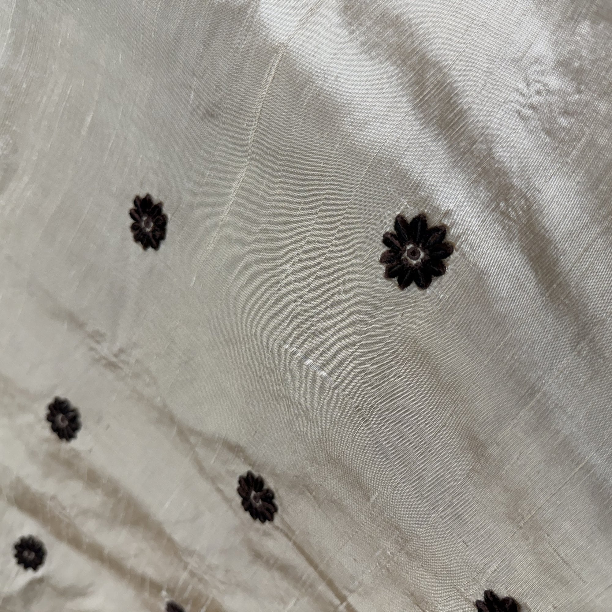 Dakota Fabric in color Maple is a Floral Dotted Embroidered Silk Fabric that is good for Drapery & Curtain Fabric