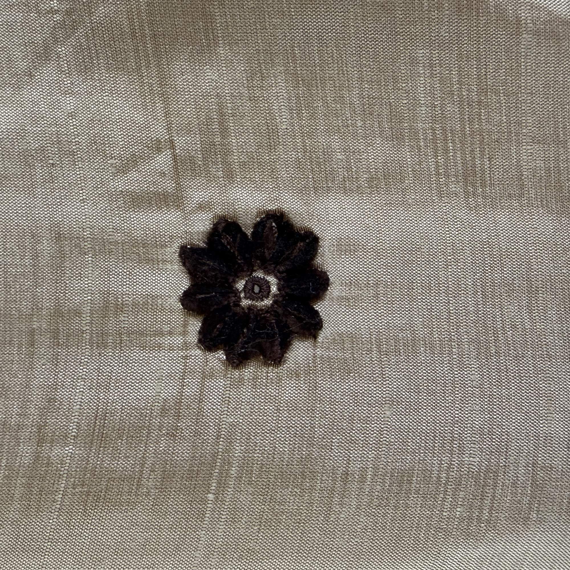 Dakota Fabric in color Maple is a Floral Dotted Embroidered Silk Fabric that is good for Drapery & Curtain Fabric