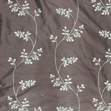 Dessler Fabric | Floral Embroidered Stripe Silk Fabric | Drapery & Curtain Fabric
