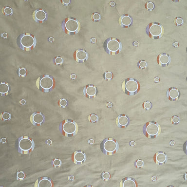 Disco Fabric in color Caramel is a Multi-Colored Circle Silk Fabric that is good for Drapery & Curtain Fabric