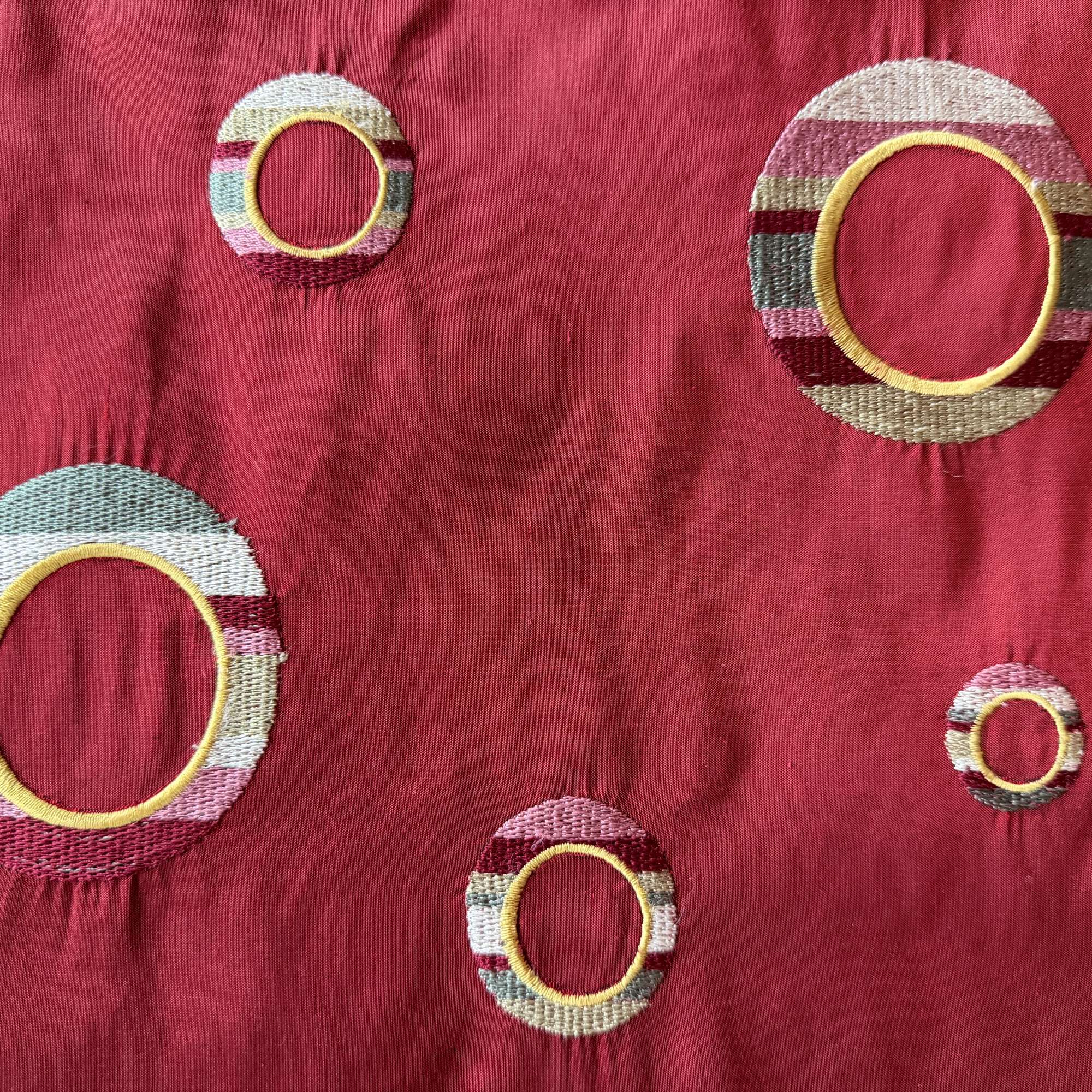 Disco Fabric | Multi-Colored Circle Silk Fabric | Drapery & Curtain Fabric