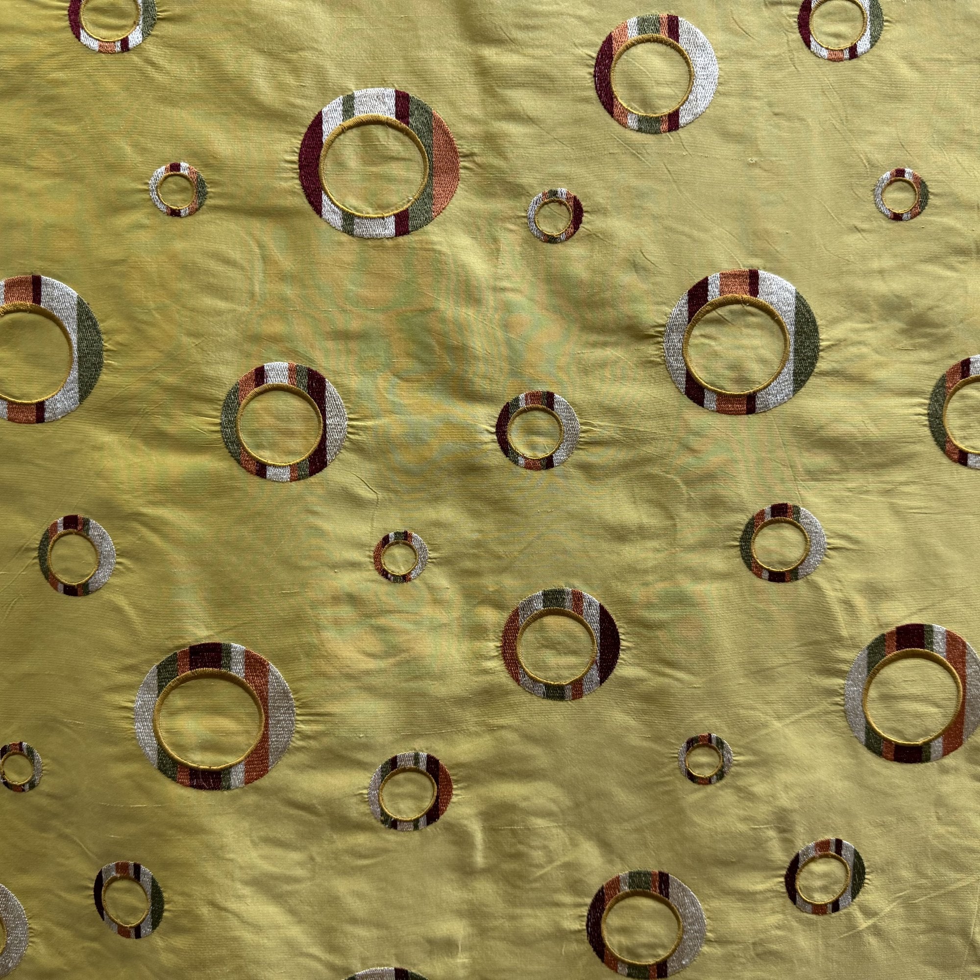 Disco Fabric | Multi-Colored Circle Silk Fabric | Drapery & Curtain Fabric