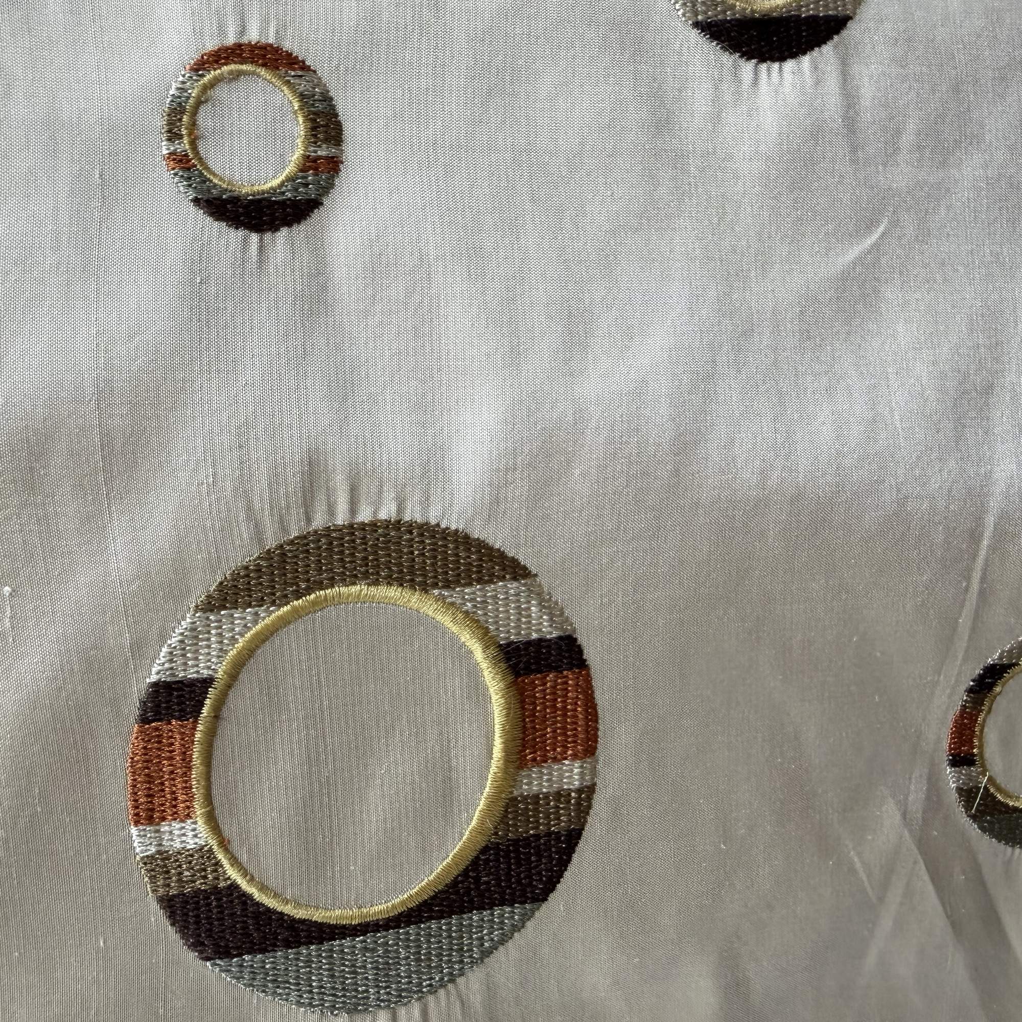 Disco Fabric in color Praline is a Multi-Colored Circle Silk Fabric that is good for Drapery & Curtain Fabric