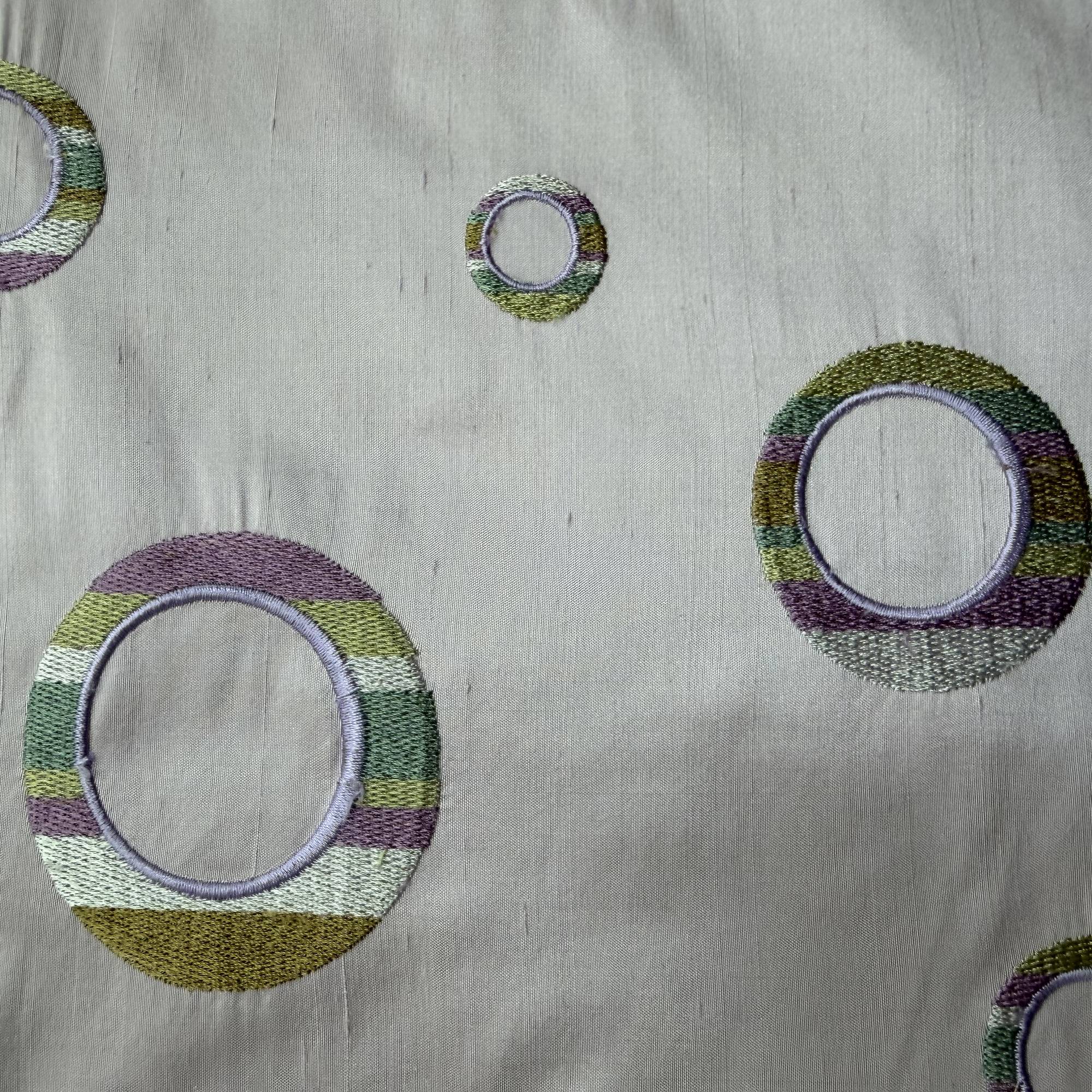 Disco Fabric in color Viola is a Multi-Colored Circle Silk Fabric that is good for Drapery & Curtain Fabric
