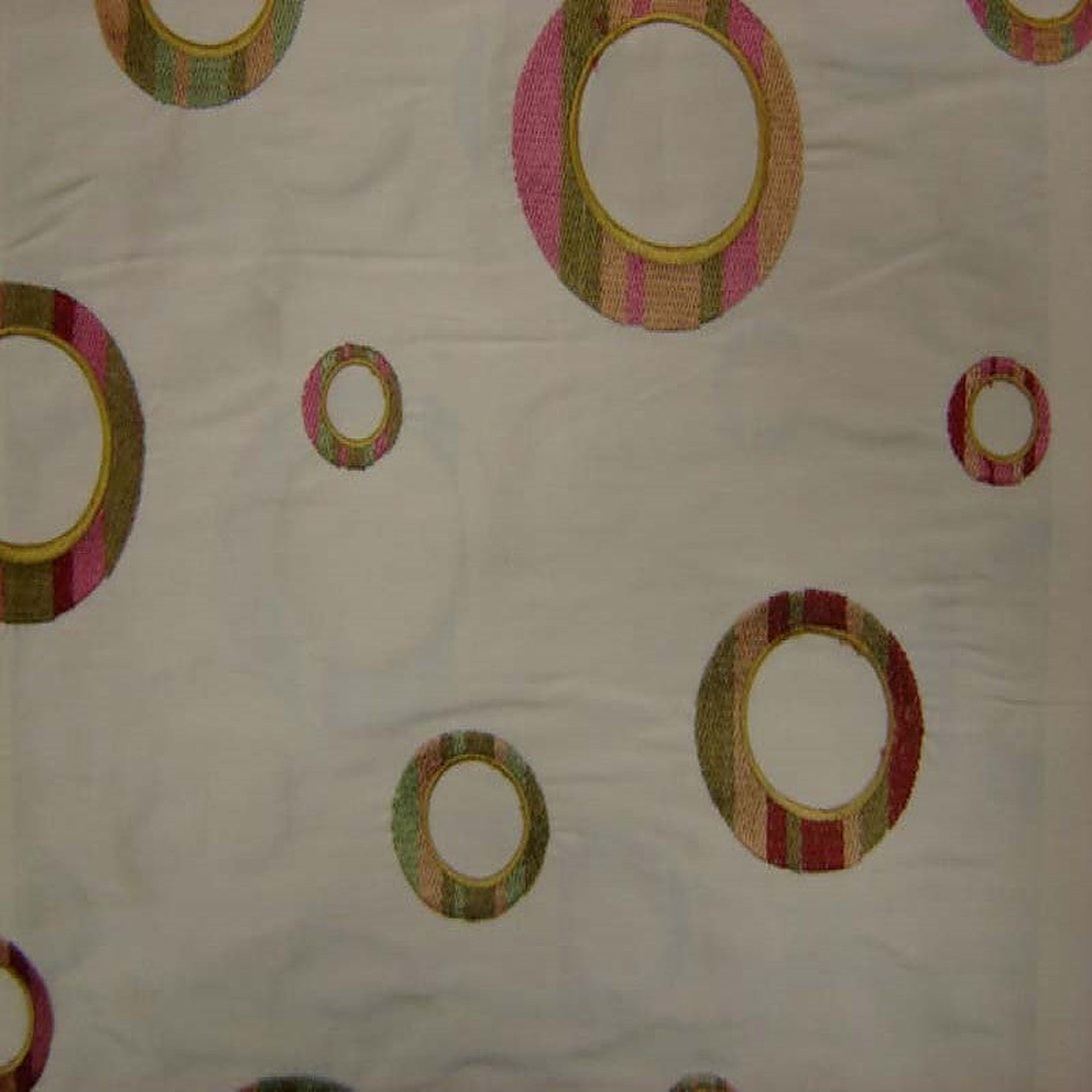 Disco Fabric in color Cherry is a Multi-Colored Circle Silk Fabric pattern good for Drapery & Curtain Fabric