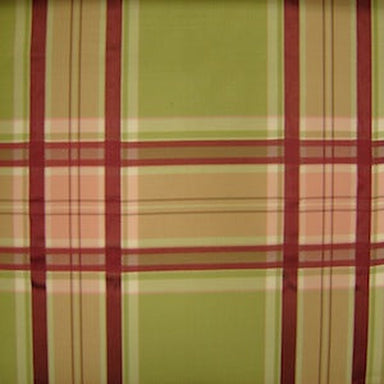 Ethan Fabric in color Apple Green is a Multi-Colored Plaid Stripe Silk Fabric pattern good for Drapery & Curtain Fabric