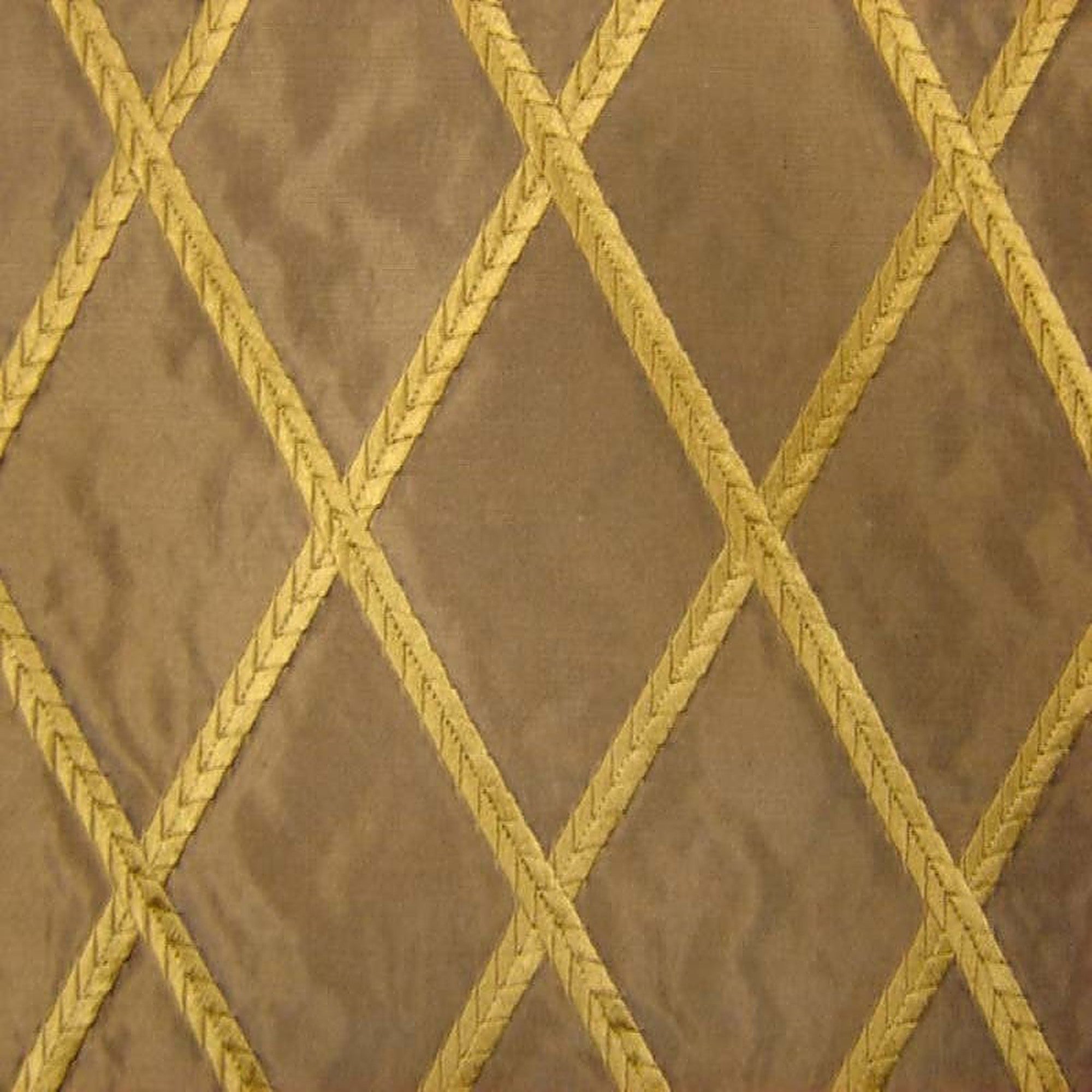 Fina Fabric in color Brown is a Diamond Embroidered Silk Fabric pattern good for Drapery & Curtain Fabric