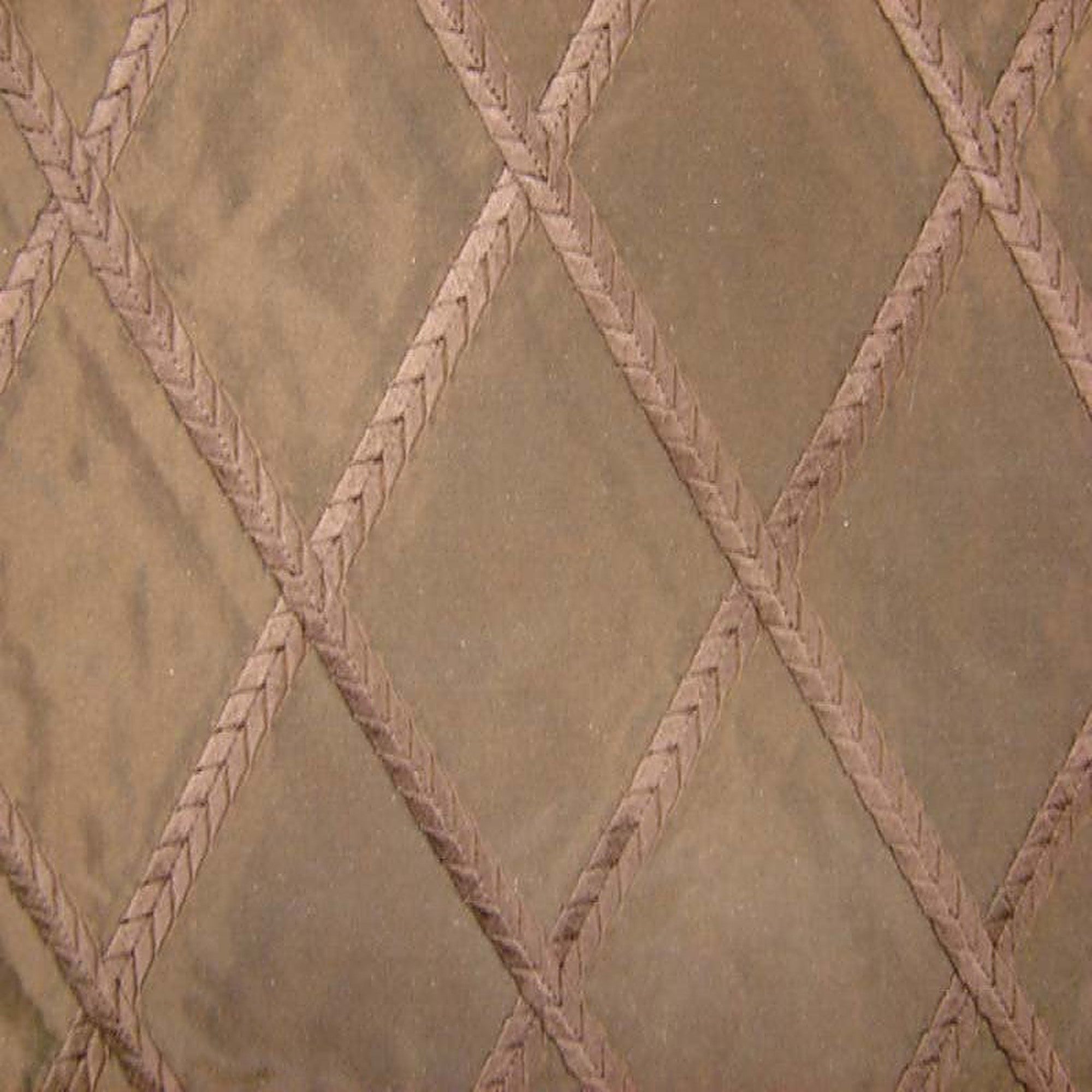 Fina Fabric in color Chocolate is a Diamond Embroidered Silk Fabric pattern good for Drapery & Curtain Fabric