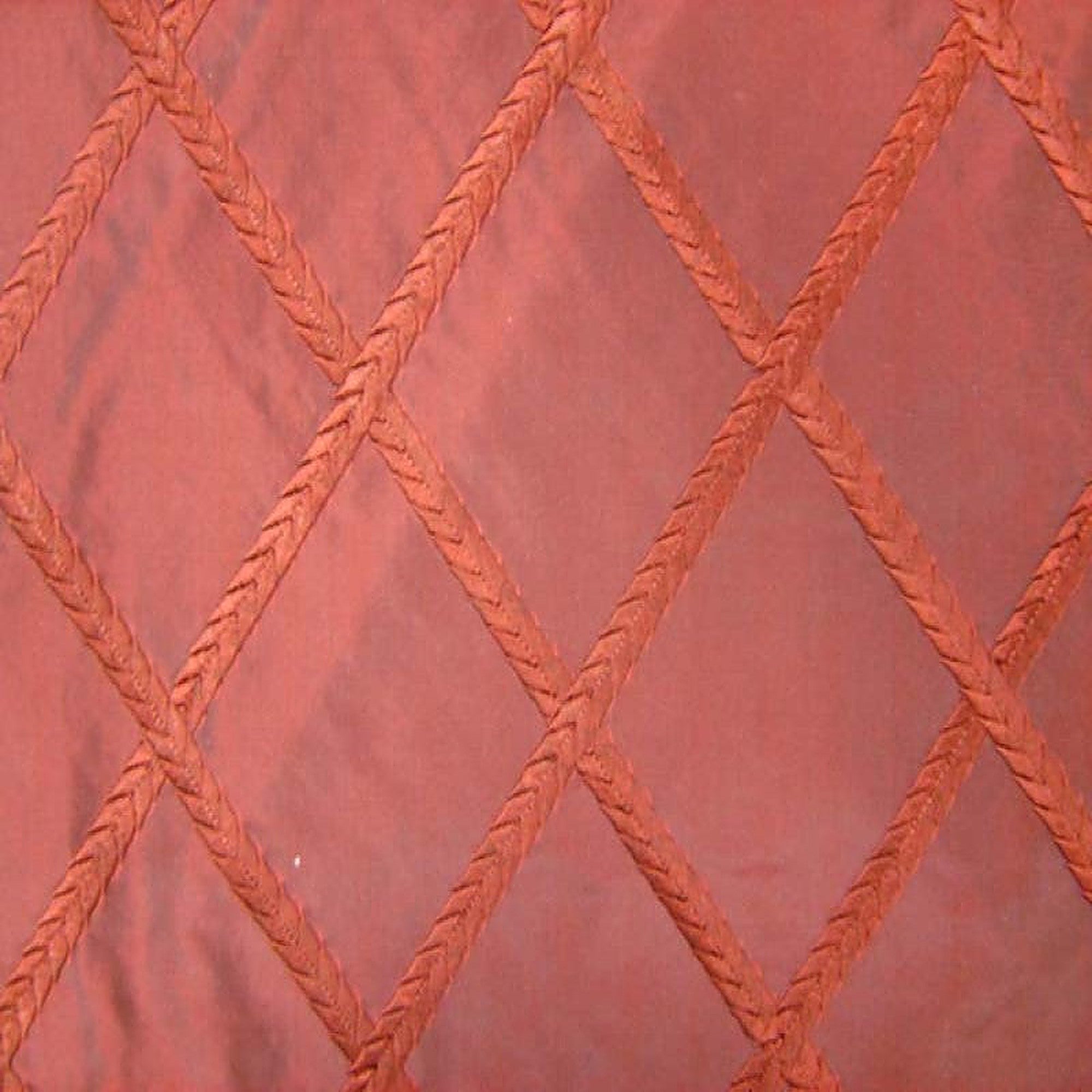 Fina Fabric in color Ruby is a Diamond Embroidered Silk Fabric pattern good for Drapery & Curtain Fabric