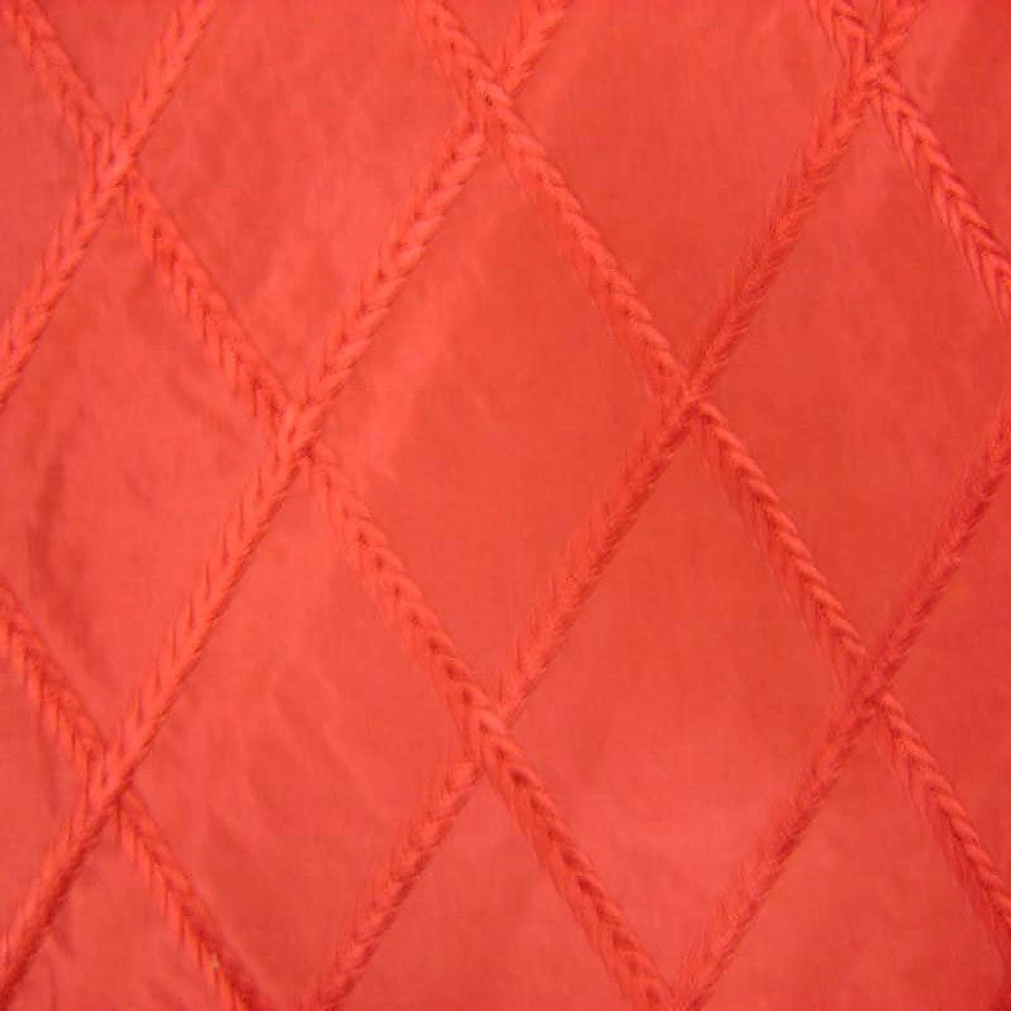 Fina Fabric in color Scarlet is a Diamond Embroidered Silk Fabric pattern good for Drapery & Curtain Fabric